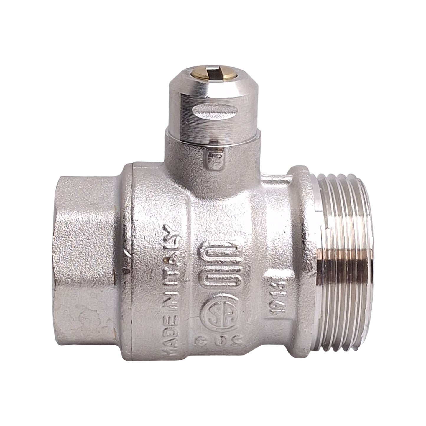 New – Open box Engolas Swift-O-Matic Ball Valve DN25, 1in BSP Male/Female, Nickel Plated Brass