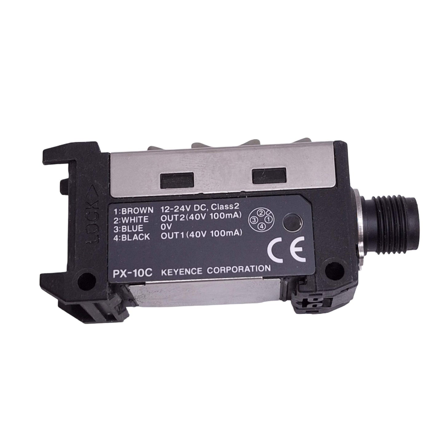 Used Keyence PX-10C Photoelectric Sensor Amplifier Unit, 40V 100mA NPN Out, 12-24VDC