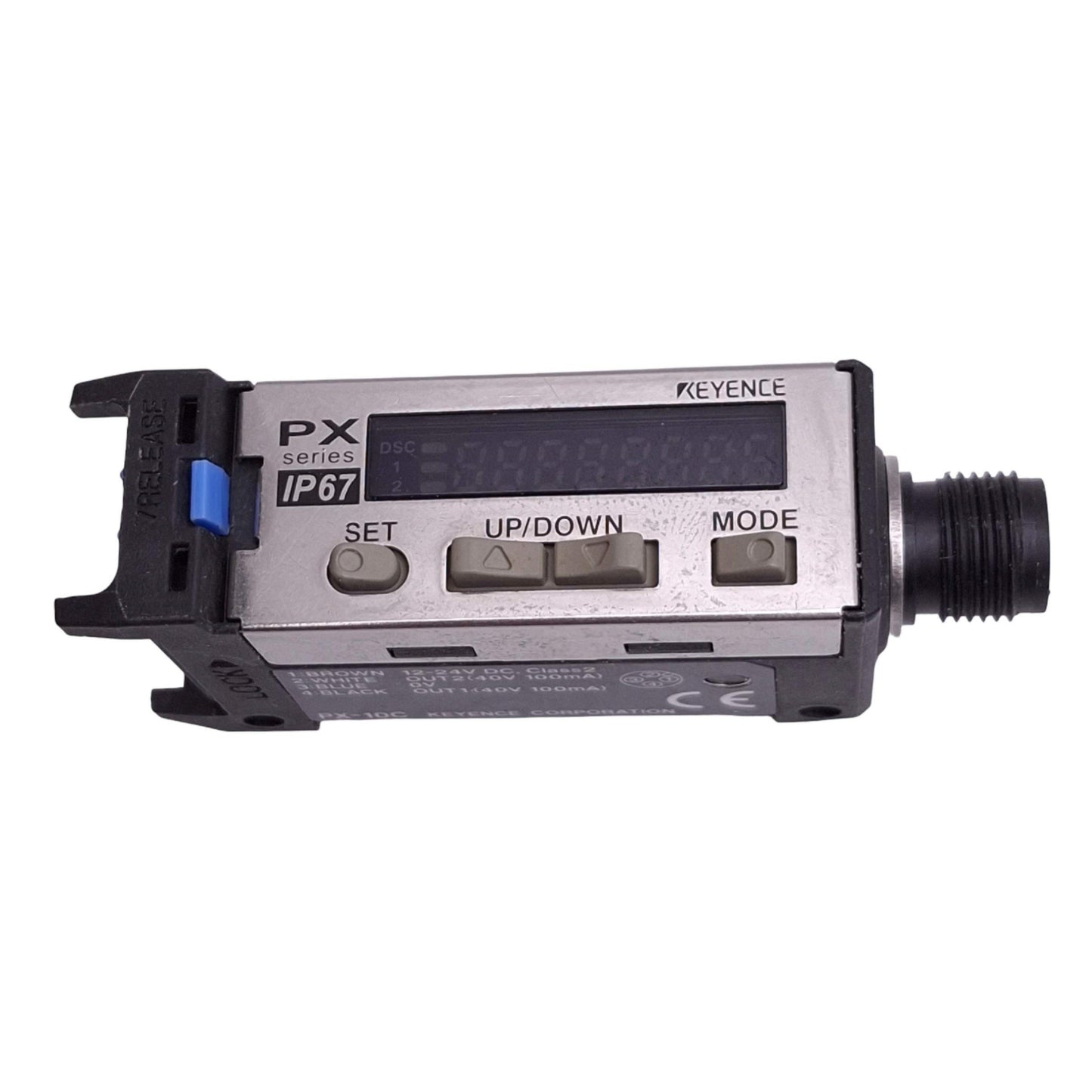 Used Keyence PX-10C Photoelectric Sensor Amplifier Unit, 40V 100mA NPN Out, 12-24VDC