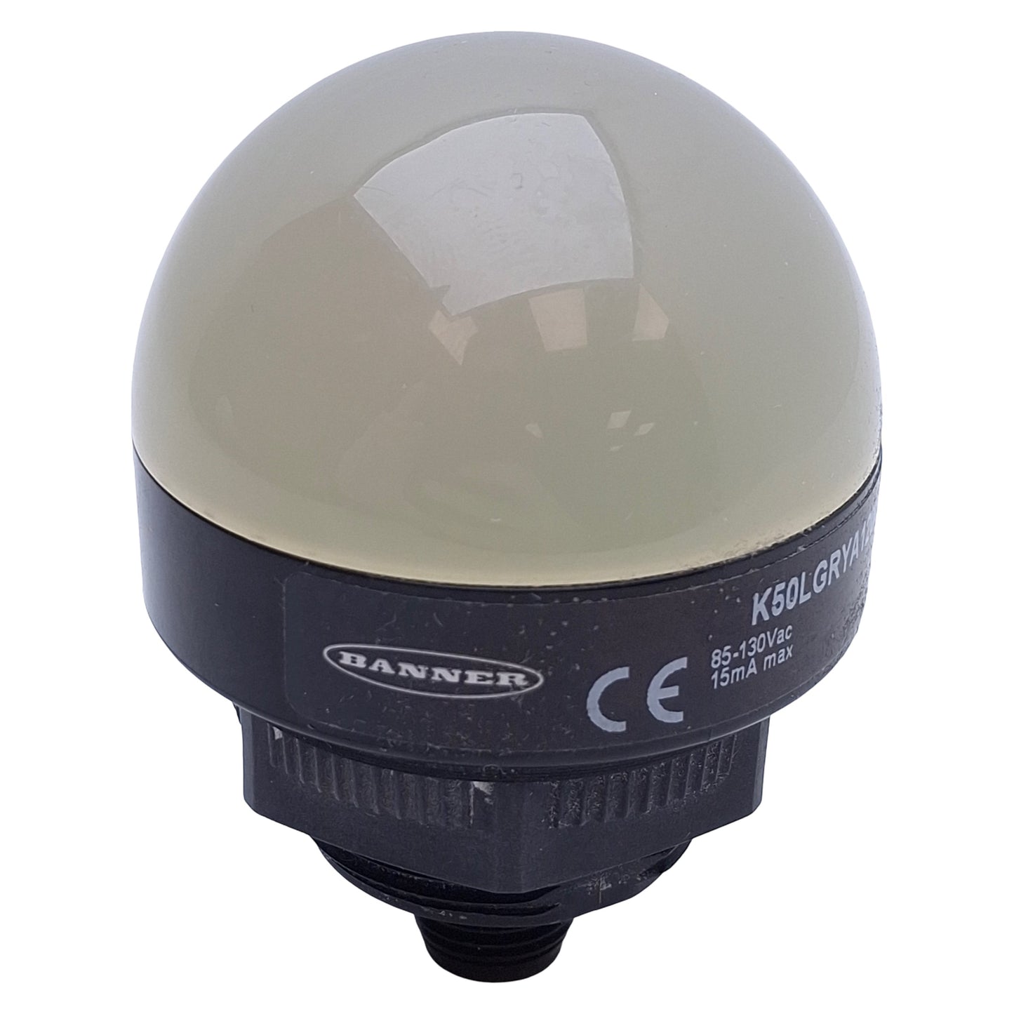 Used Banner K50LGRYA120Q 3-Color Indicator Light 85-130VAC, 15mA, Integral 5-Pin Male