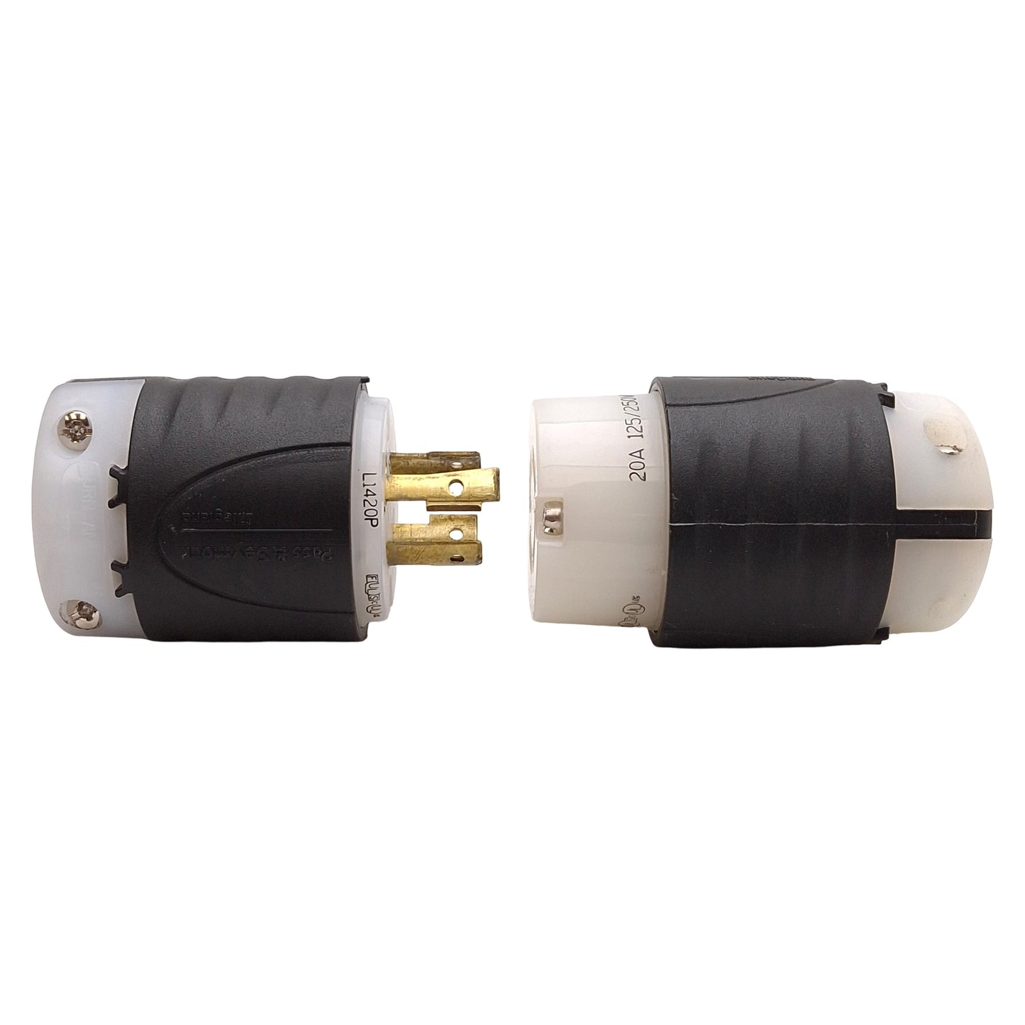 Used Pass & Seymour L140P / L1420C Twist Lock Plug & Receptacle, 20A 125/250V, L14-20