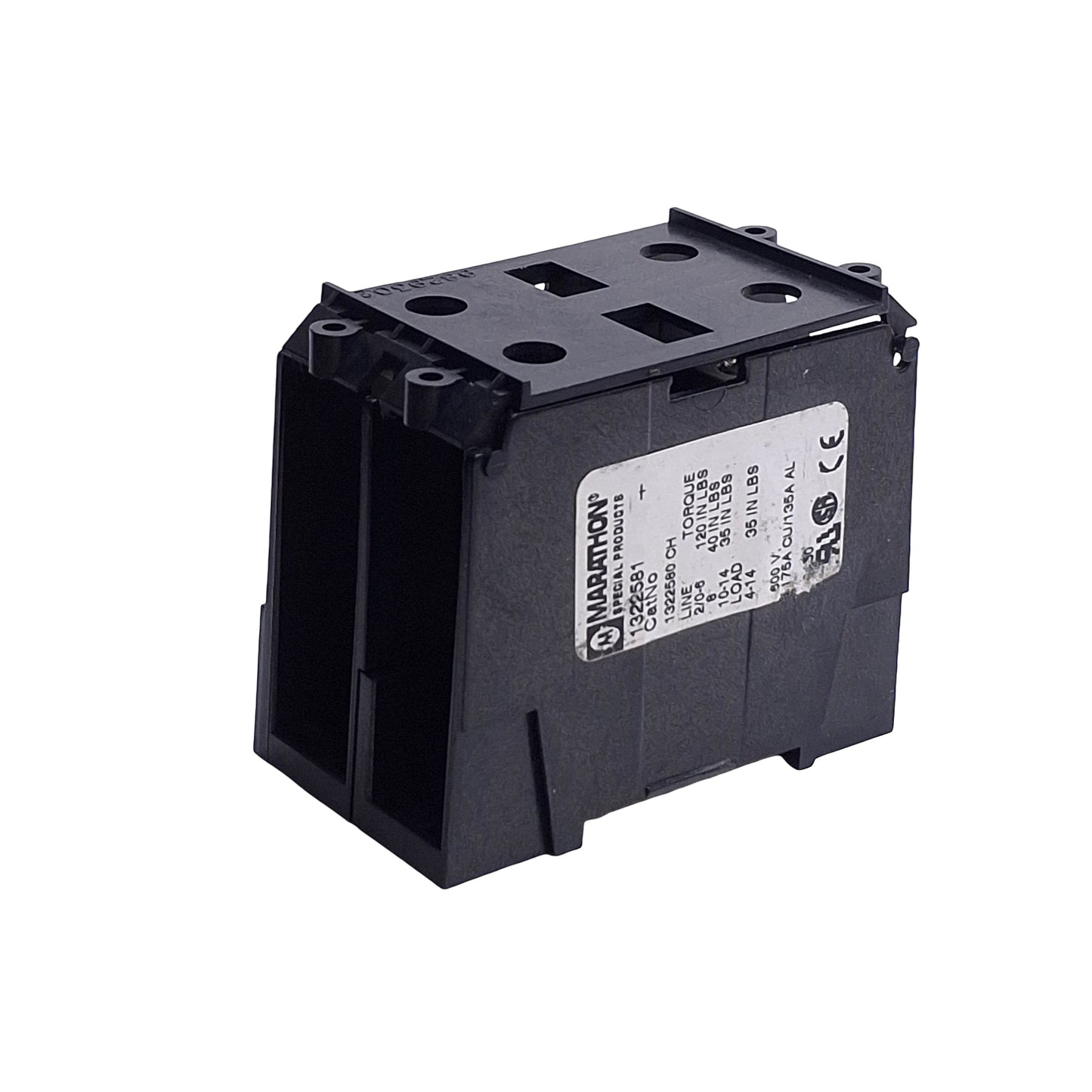 Used Marathon Special Products 1322581 Power Distribution Block, 2-Pole, 1x6, 175A