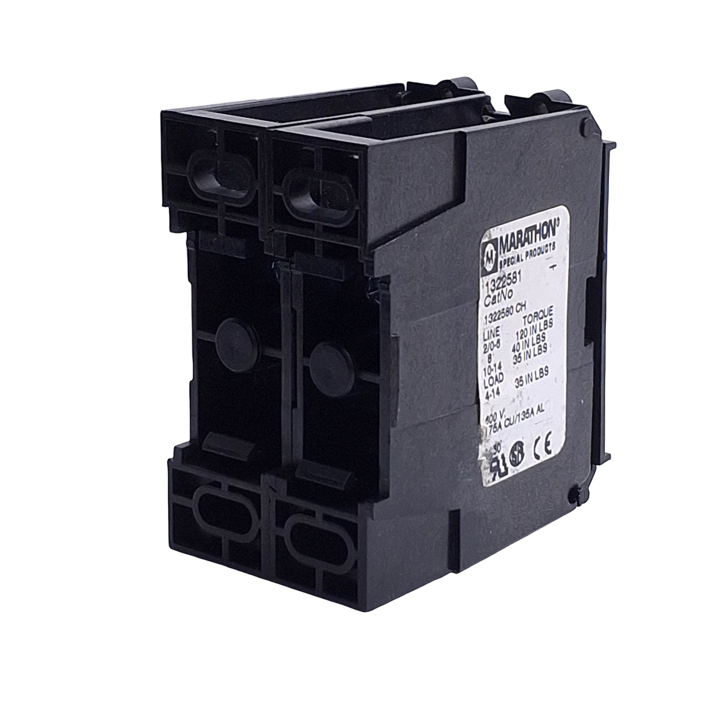 Used Marathon Special Products 1322581 Power Distribution Block, 2-Pole, 1x6, 175A