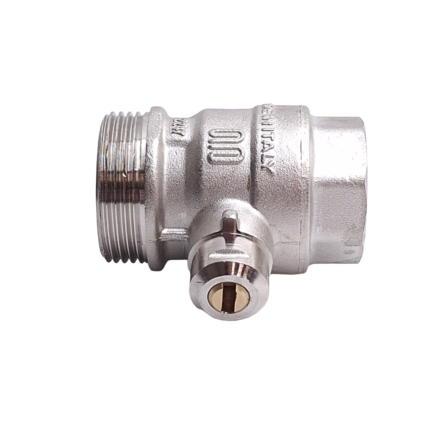 Used Engolas Swift-O-Matic Ball Valve DN25, 1in BSP Male/Female, Nickel Plated Brass
