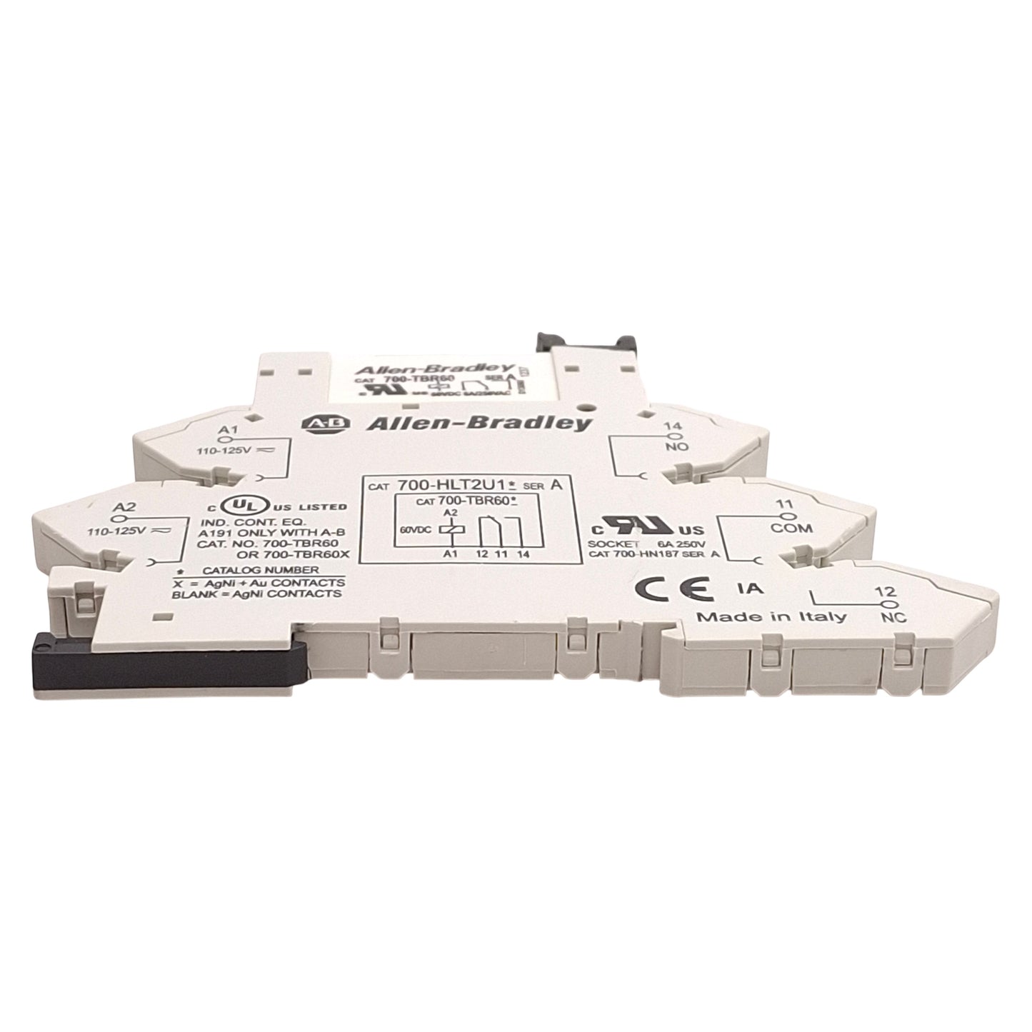 Used Lot of 4 Allen Bradley 700-HLT2U1 Terminal Block Relay, SPDT, 110/125VAC/DC