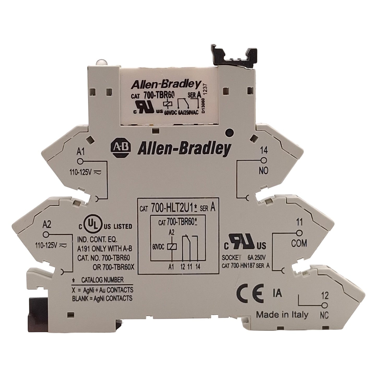 Used Lot of 4 Allen Bradley 700-HLT2U1 Terminal Block Relay, SPDT, 110/125VAC/DC