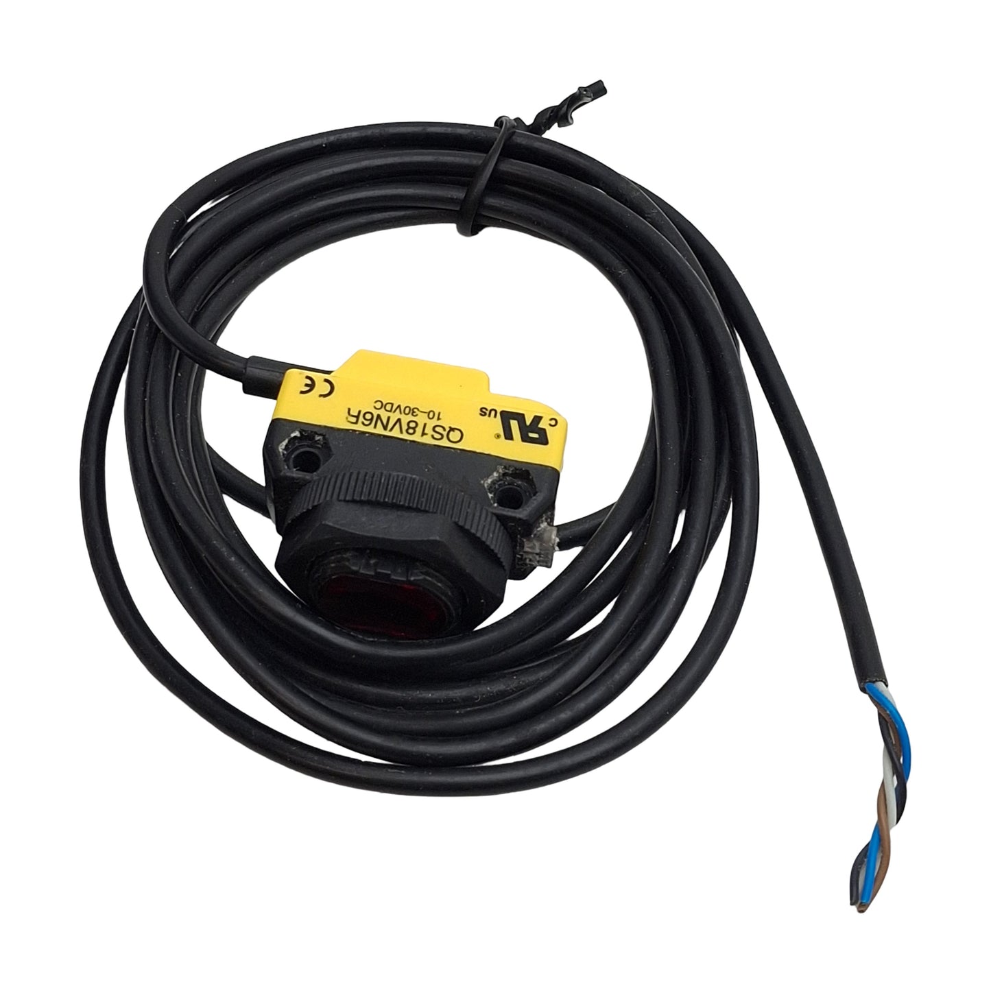 Used Banner QS18VN6R Photoelectric Sensor, NPN, 20m Range, 10-30VDC, M18, 4-Wire Lead