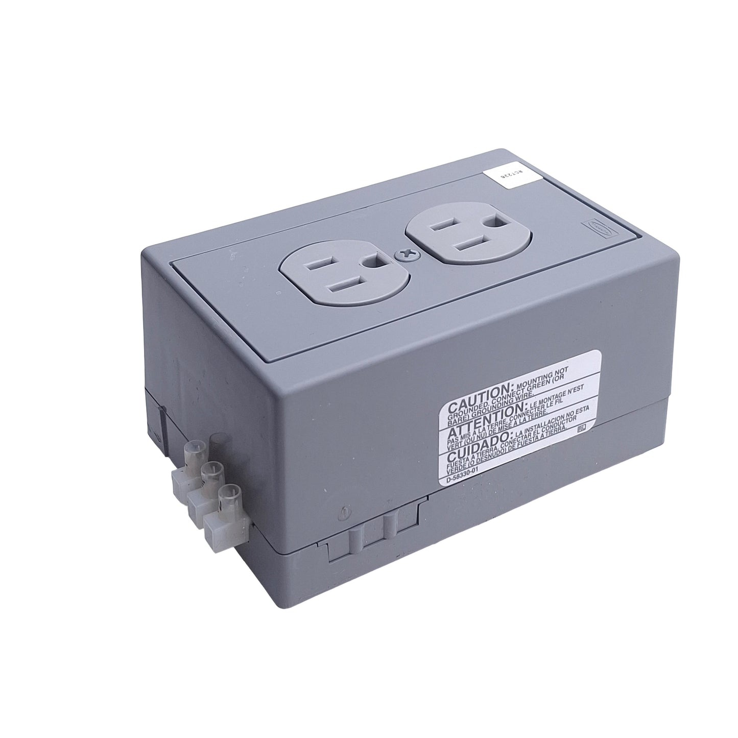 Used Hubbell DRUB15 Duplex Receptacle, 15A 125V, DIN Rail Mounting, 2-Pole, 3-Wire