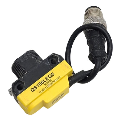 Used Banner QS186LEQ5 Photoelectric Sensor, 30m Range, 10-30VDC, M18, 4-Pin M12 Male