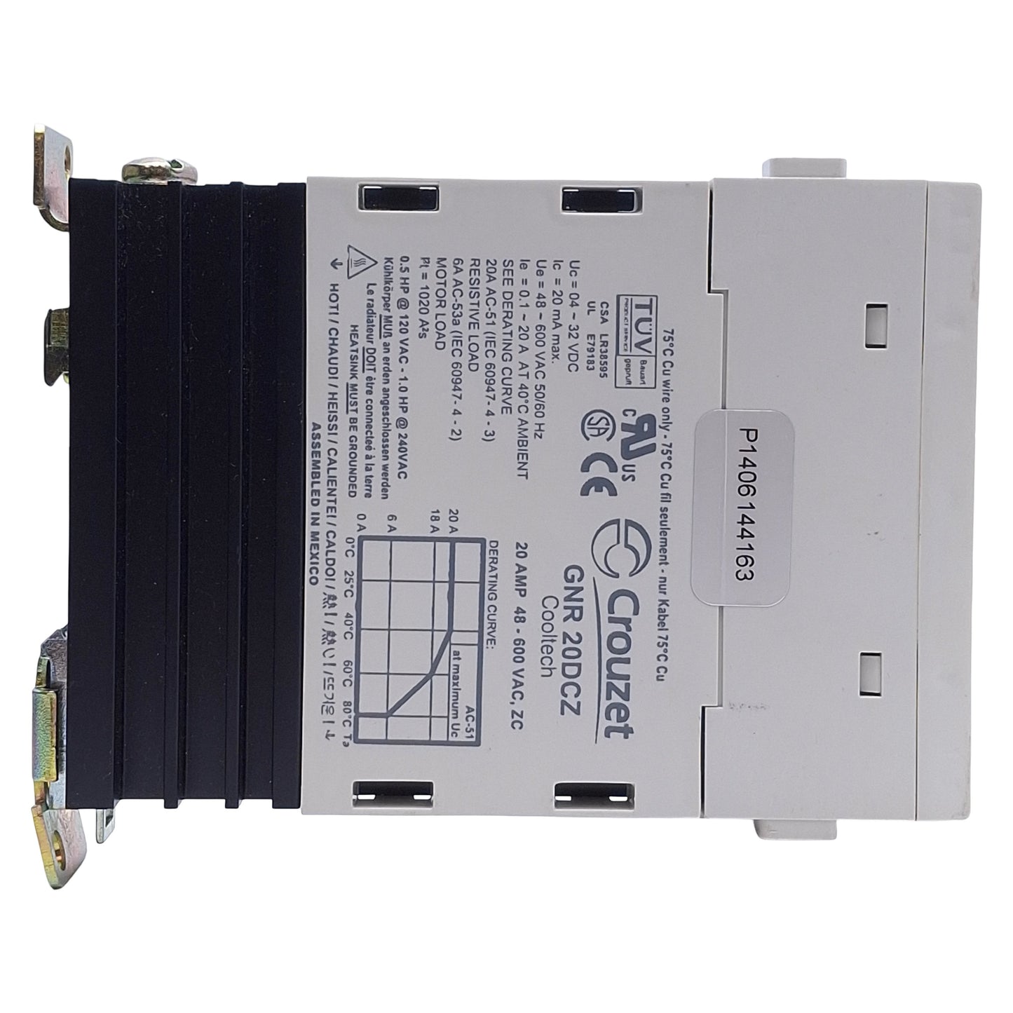 Used Crouzet GNR20DCZ Solid State Relay SPST, 4-32VDC Control, 48-600VAC Input