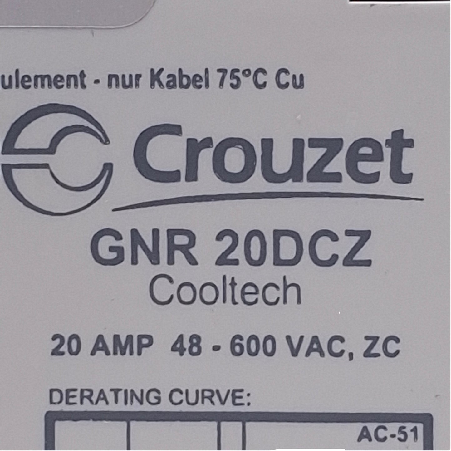 Used Crouzet GNR20DCZ Solid State Relay SPST, 4-32VDC Control, 48-600VAC Input