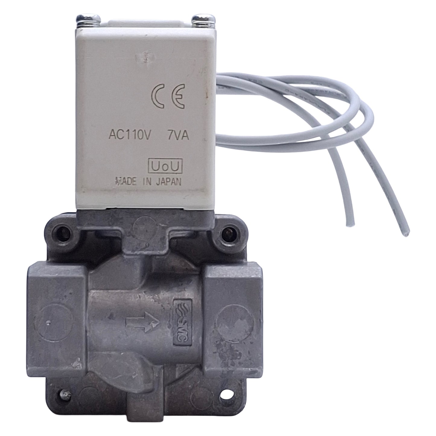 Used SMC VXD230BUB Solenoid Valve 2-Way, 3/8NPT Port, 0.02MPa Water, 100VAC Coil