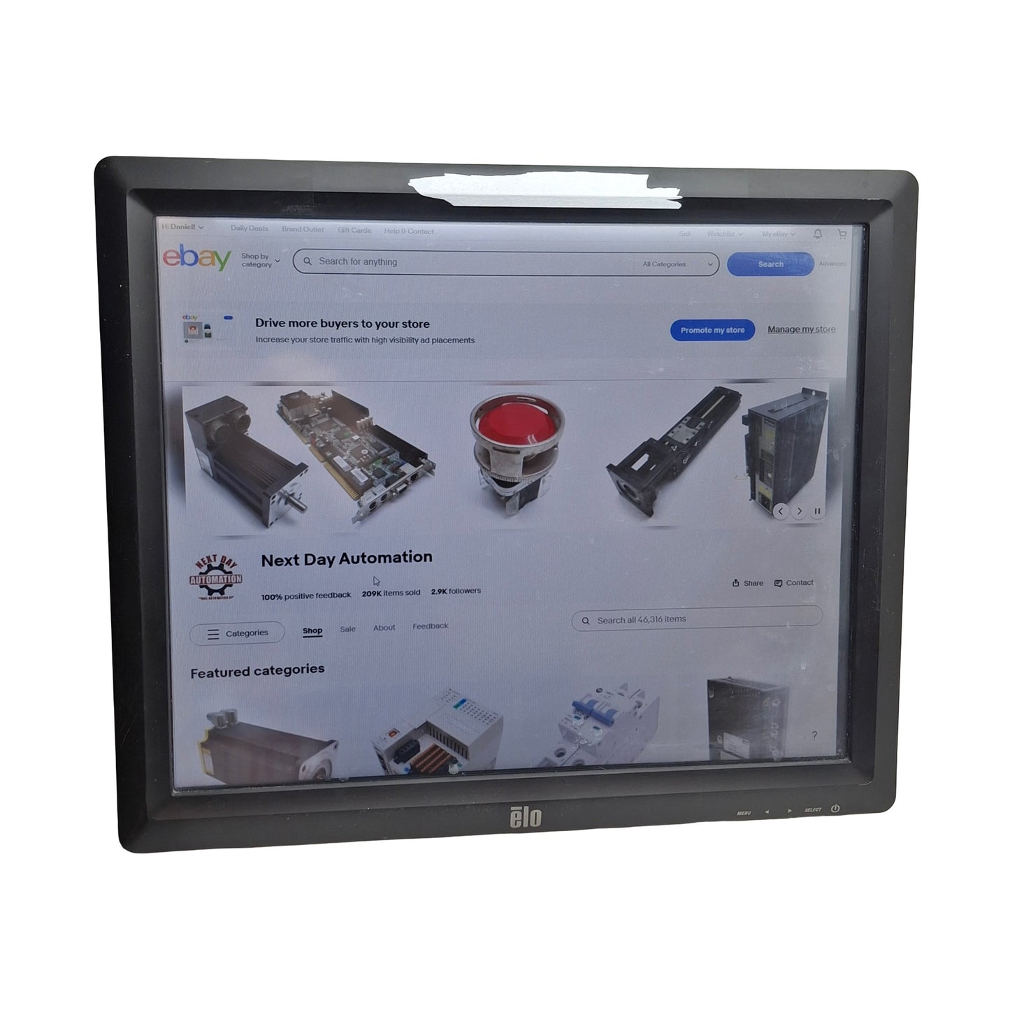 Used Elo ET1717L-7CWB-1-BL-G Accutouch LCD Touchscreen, 17in, VGA Video, 100-240VAC