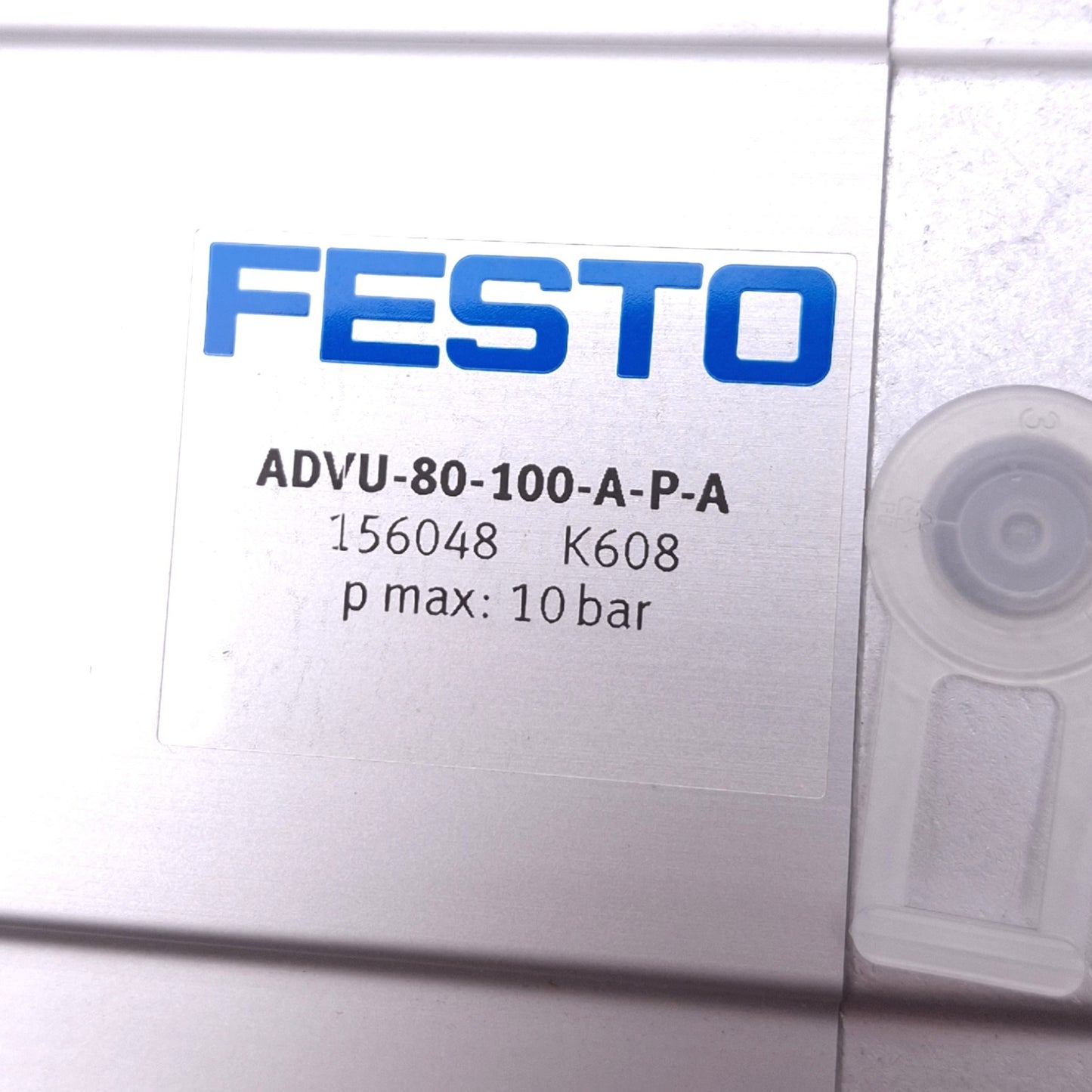 Used Festo ADVU-80-100-A-P-A Pneumatic Cylinder, 80mm Bore, 100mm Stroke, 10bar
