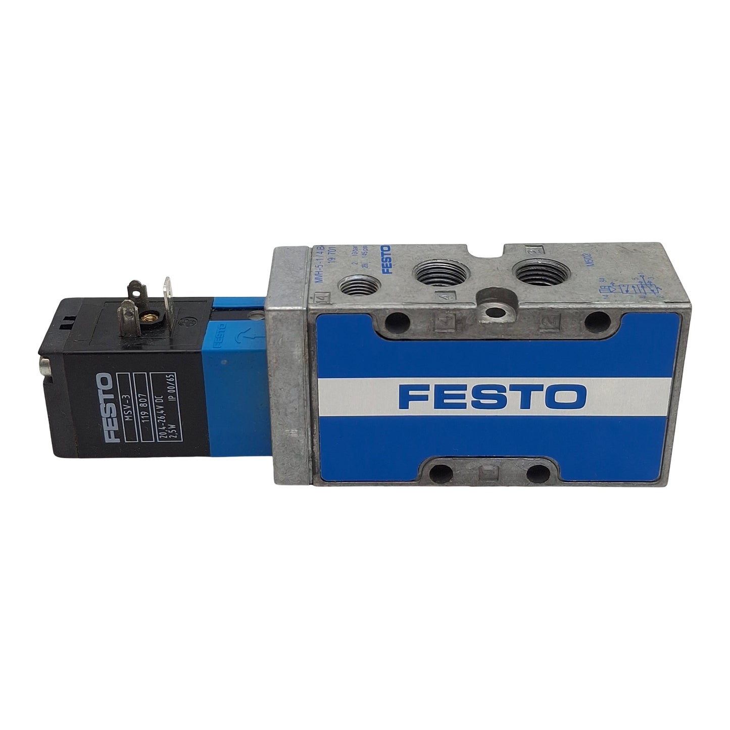 New Festo MVH-5-1/4-B Solenoid Valve, 5/2-Way, G1/4, 2-10bar, 1300l/min, 24VDC Coil