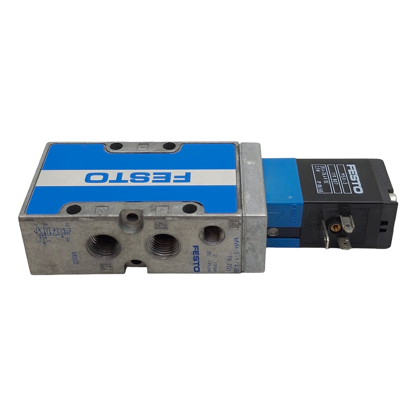 New Festo MVH-5-1/4-B Solenoid Valve, 5/2-Way, G1/4, 2-10bar, 1300l/min, 24VDC Coil