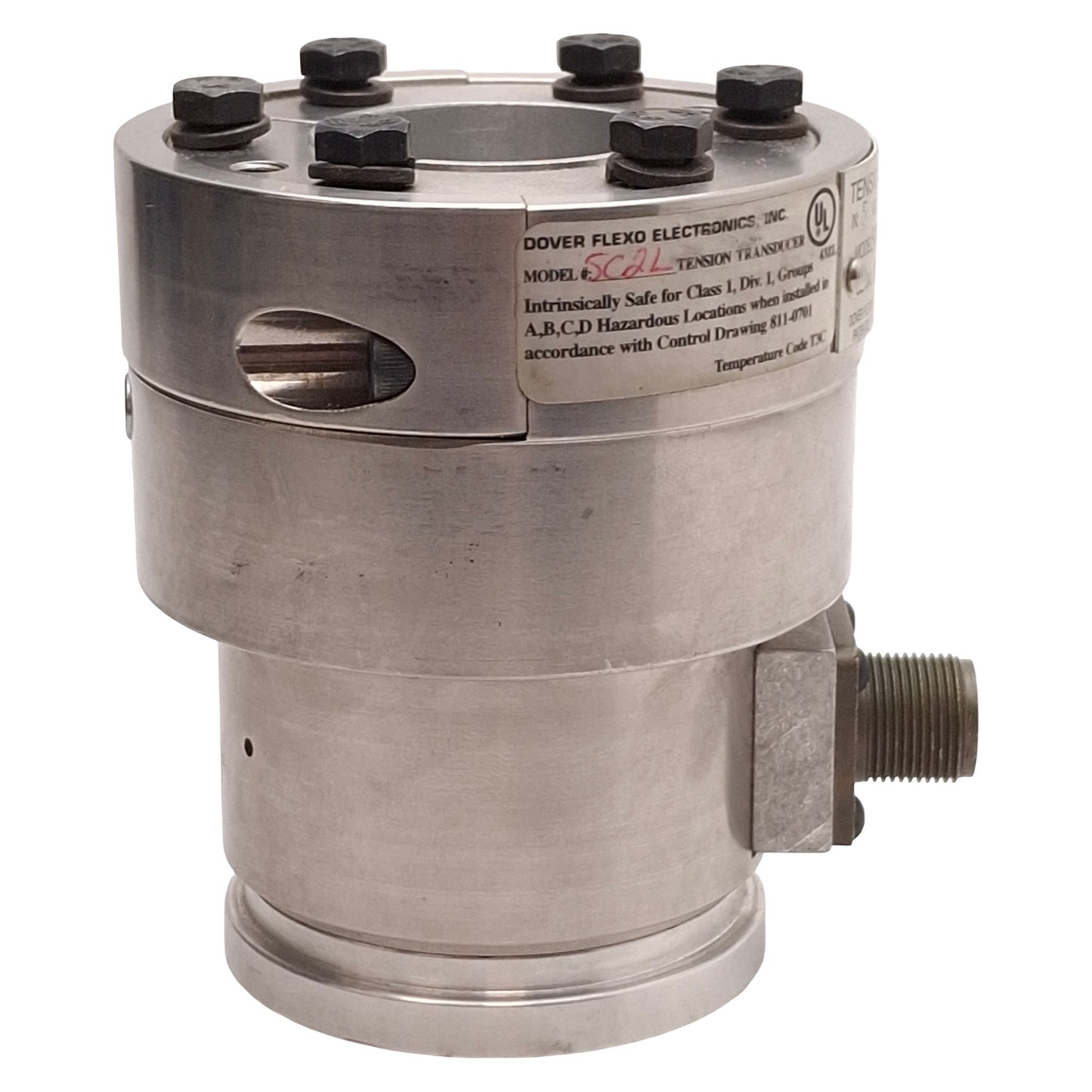 New – Open box Dover Flexo SC2L Tension Transducer, 200lbs Load, 250mVDC Output, ø1-1/2in Bore