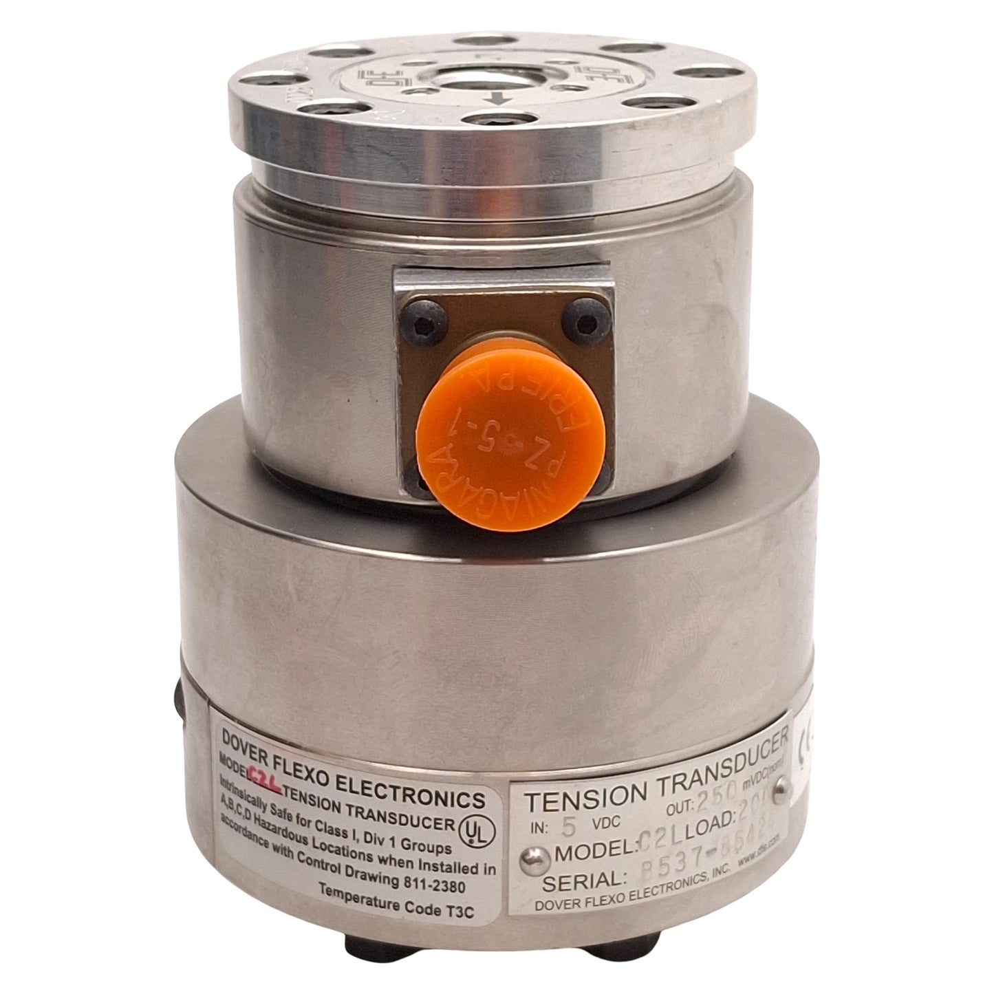 New – Open box Dover Flexo C2L Tension Transducer, 200lbs Load, 250mVDC Output, ø1-1/2in Bore