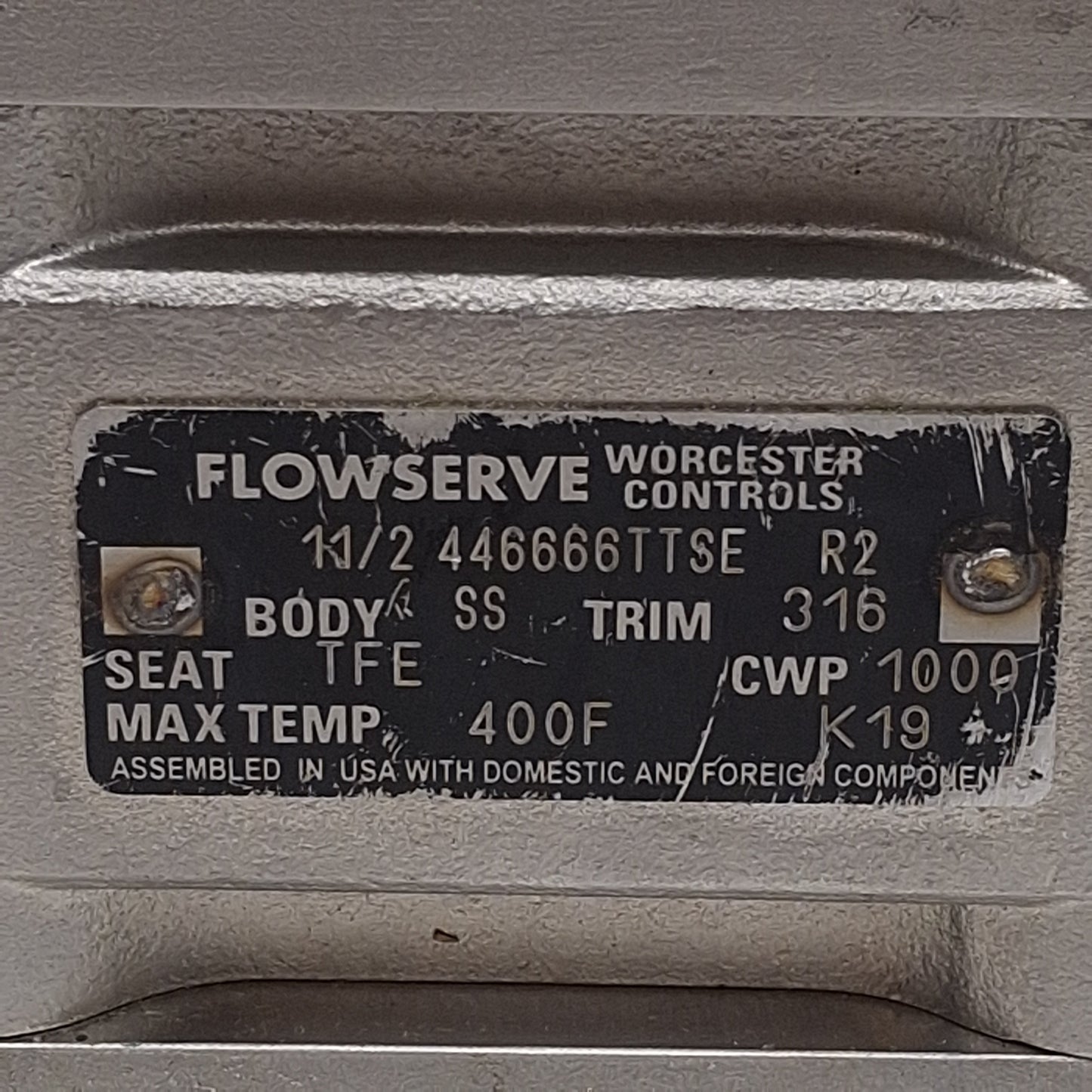 Used Flowserve Worcester 446666TTSE Ball Valve, 1-1/2in NPT, 1000psi *No Lever*