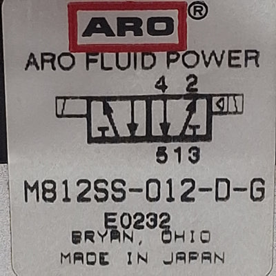 Used ARO Fluid M812SS-012-D-G Solenoid Valve, 2-Position, 1/8in NPTF, 24VDC Coil