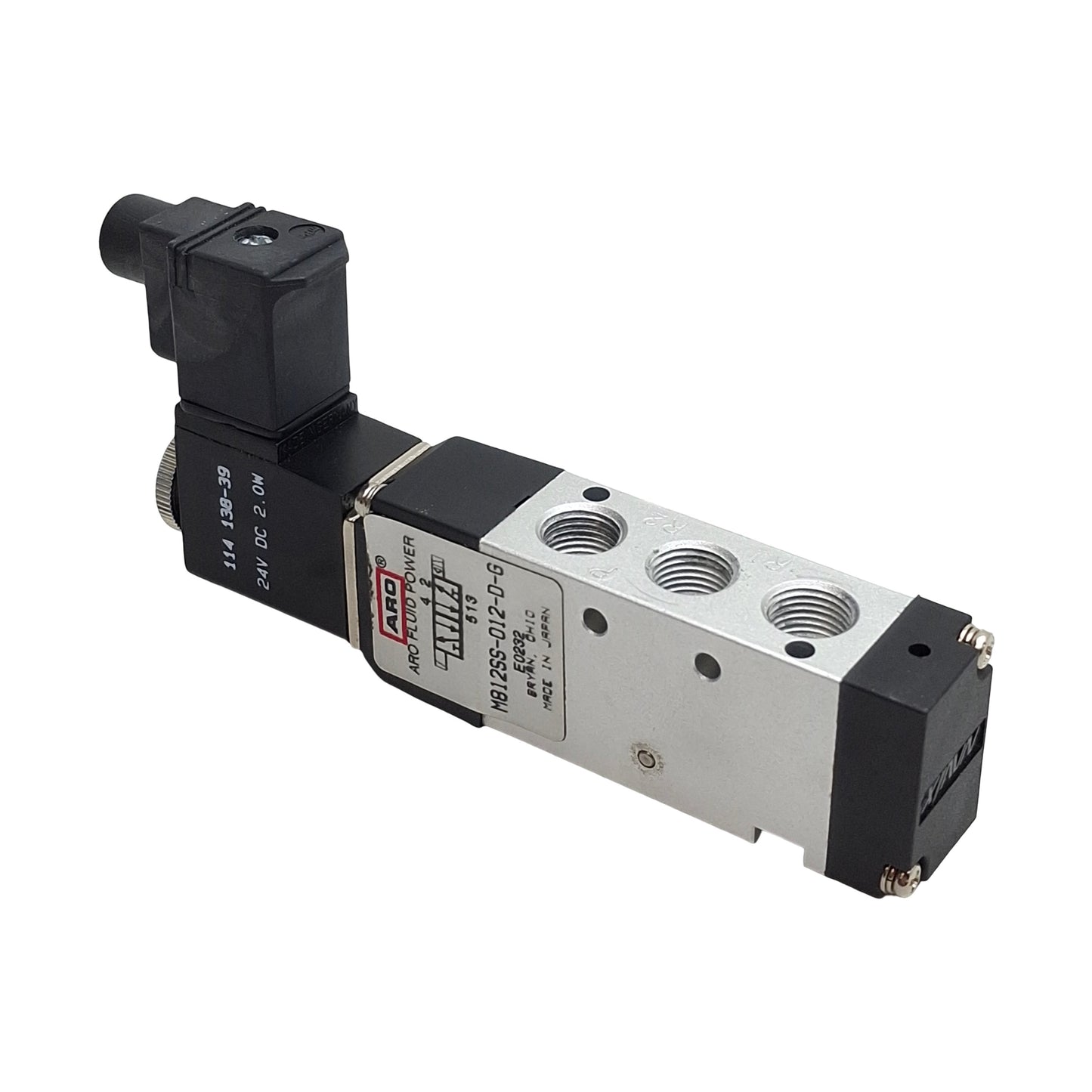Used ARO Fluid M812SS-012-D-G Solenoid Valve, 2-Position, 1/8in NPTF, 24VDC Coil