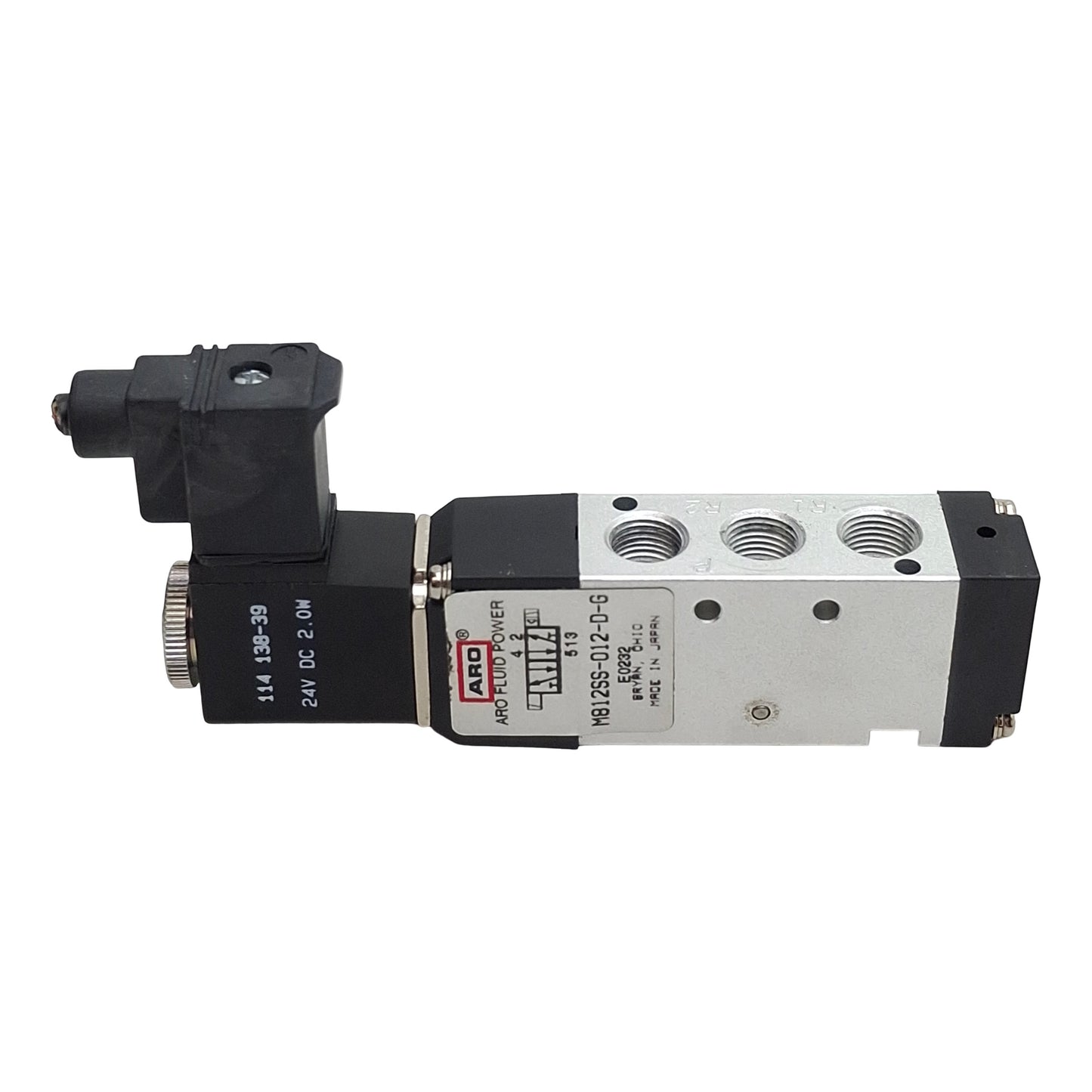 Used ARO Fluid M812SS-012-D-G Solenoid Valve, 2-Position, 1/8in NPTF, 24VDC Coil