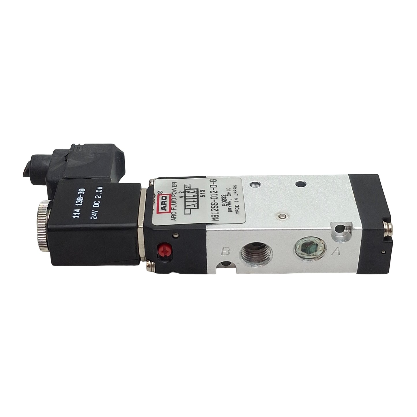 Used ARO Fluid M812SS-012-D-G Solenoid Valve, 2-Position, 1/8in NPTF, 24VDC Coil