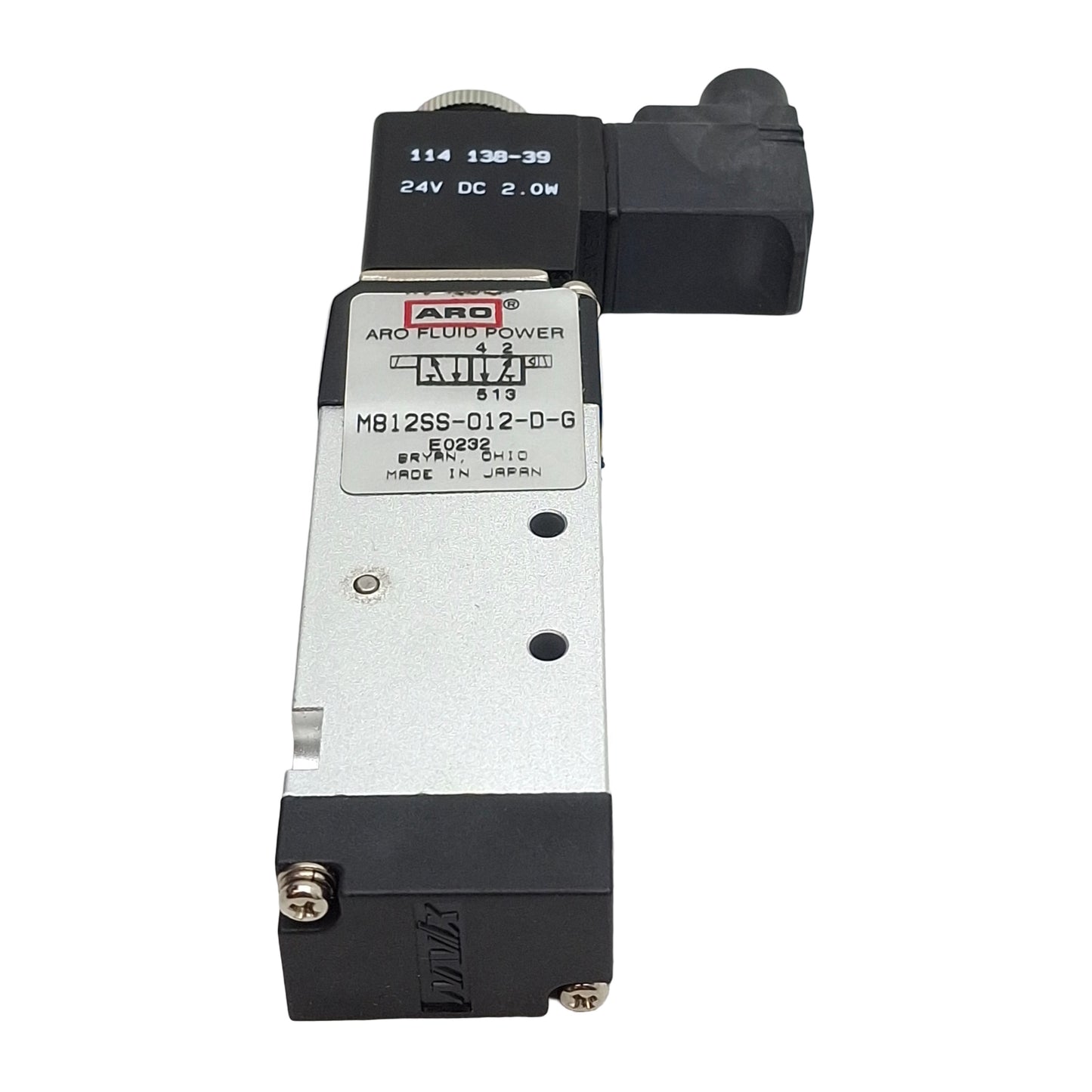 Used ARO Fluid M812SS-012-D-G Solenoid Valve, 2-Position, 1/8in NPTF, 24VDC Coil