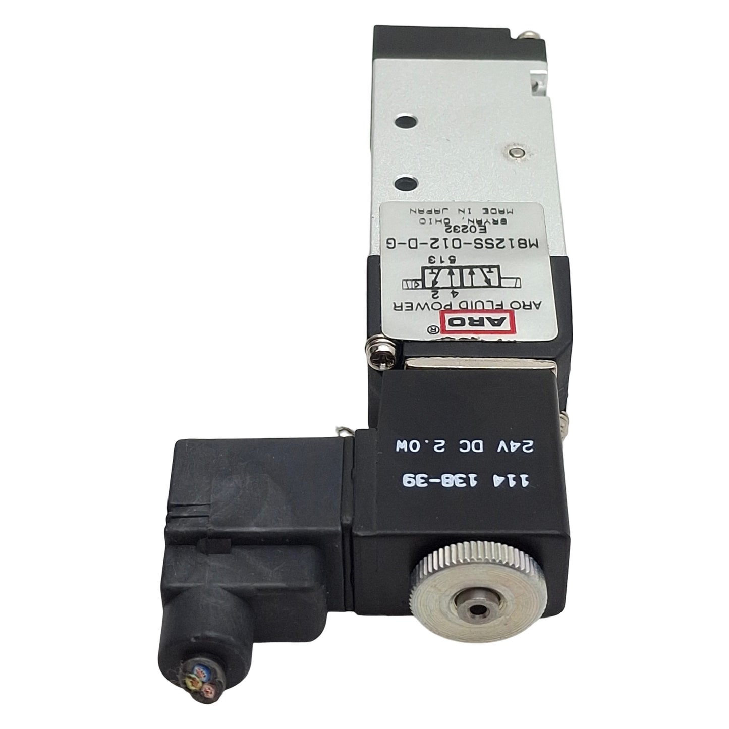 Used ARO Fluid M812SS-012-D-G Solenoid Valve, 2-Position, 1/8in NPTF, 24VDC Coil