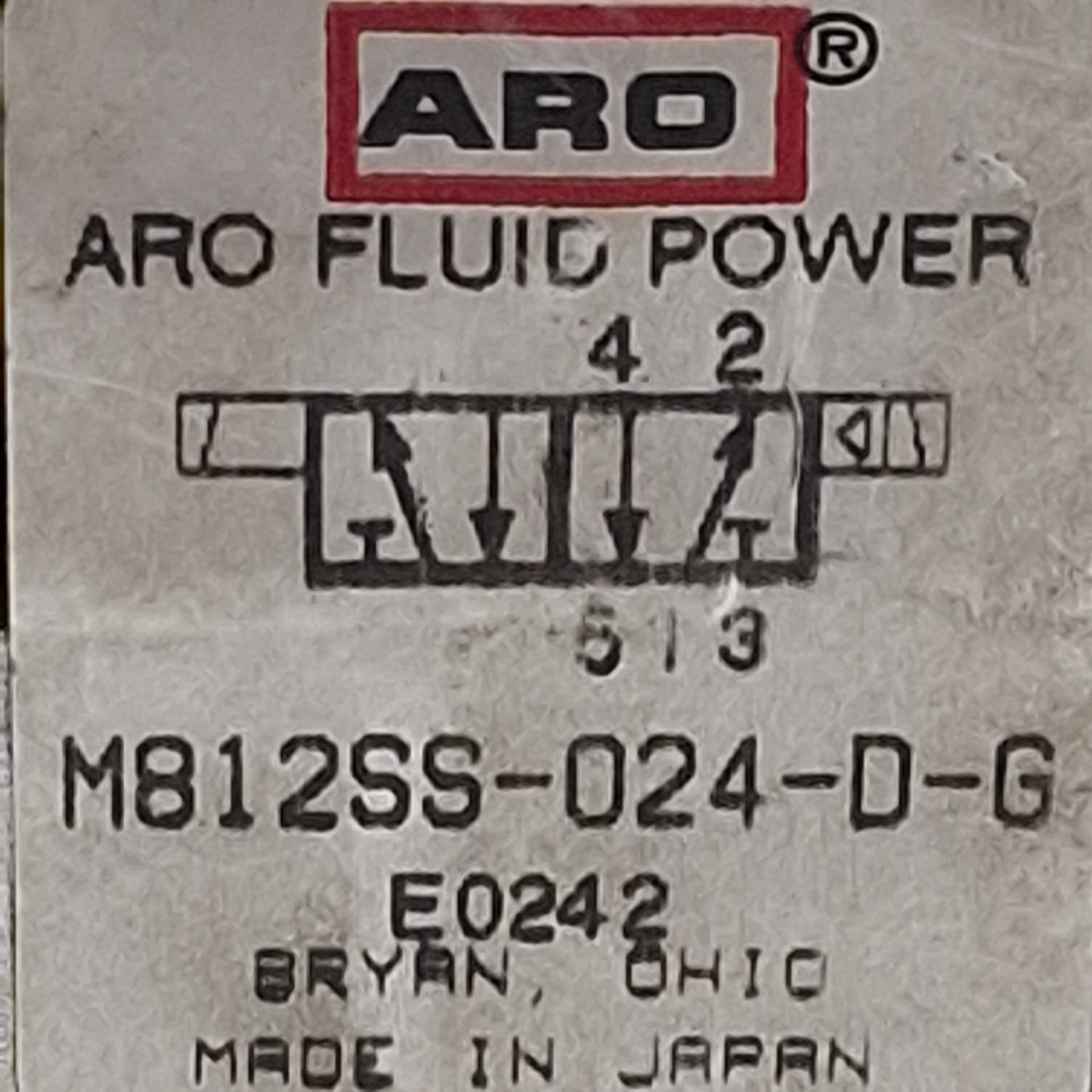 Used ARO Fluid M812SS-024-D-G Solenoid Valve, 2-Position, 1/8in NPTF, 24VDC Coil