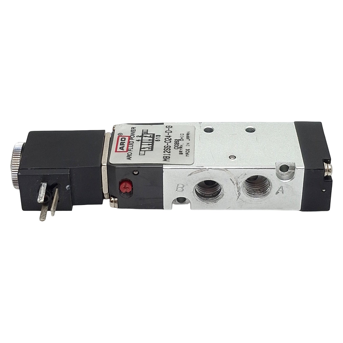 Used ARO Fluid M812SS-024-D-G Solenoid Valve, 2-Position, 1/8in NPTF, 24VDC Coil