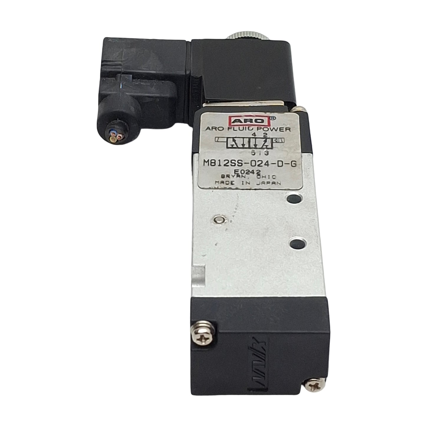Used ARO Fluid M812SS-024-D-G Solenoid Valve, 2-Position, 1/8in NPTF, 24VDC Coil
