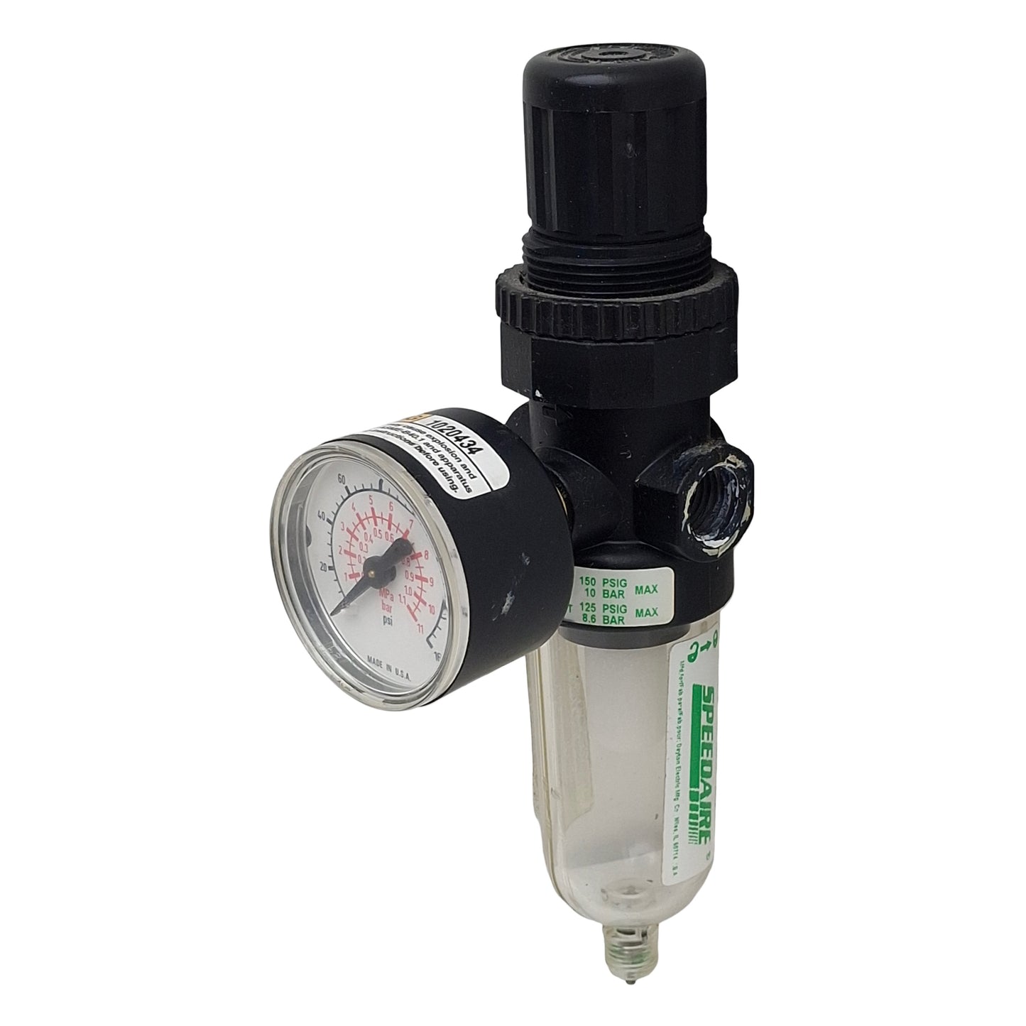 Used Speedaire 4ZK76 Filter Regulator, 1/4in NPT, 5-125psi, 5µm Filtration, 14CFM