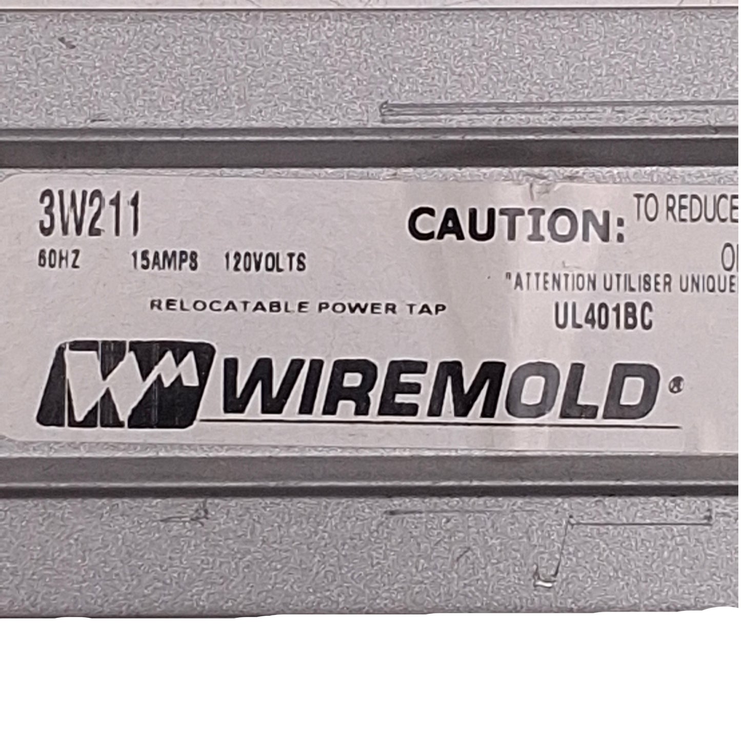 Used Wiremold UL401BC Power Strip 8-Outlets, 48" Length, 15A 120VAC 60Hz, 6' Cord