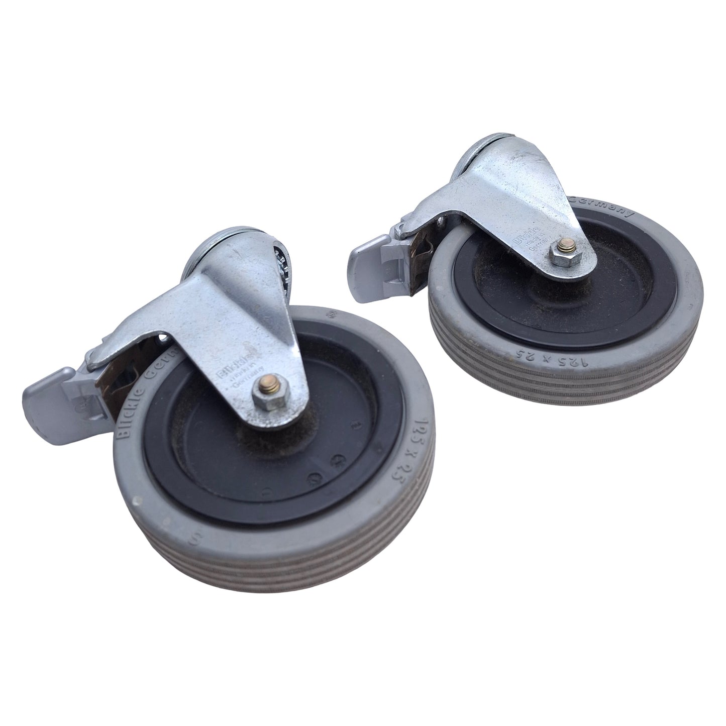 Used Lot of 2 Blickle LKRA-VPA 125G-FI Swivel Caster With Metal Brake ø125mm x 25mm