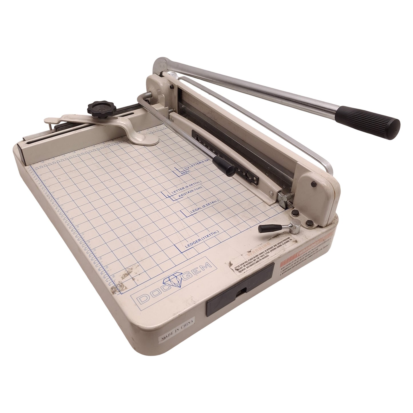 Used DocuGem Model 868 Paper Cutter 17" Length, 26.75x19x3.5" Base, 17.75x16" Grid