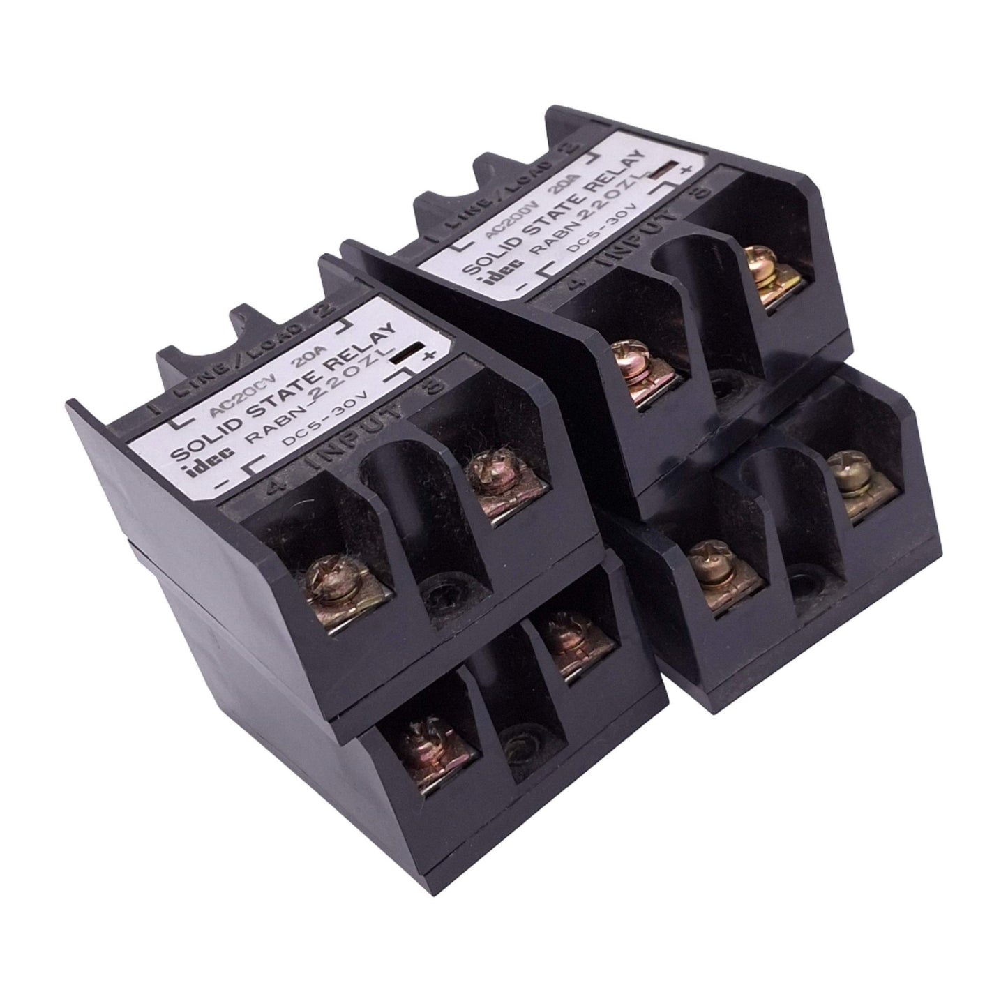 Used Lot of 4 IDEC RABN-220ZL Solid State Relays, SPST-NO, 5-30VDC In, 200VAC 20A Max