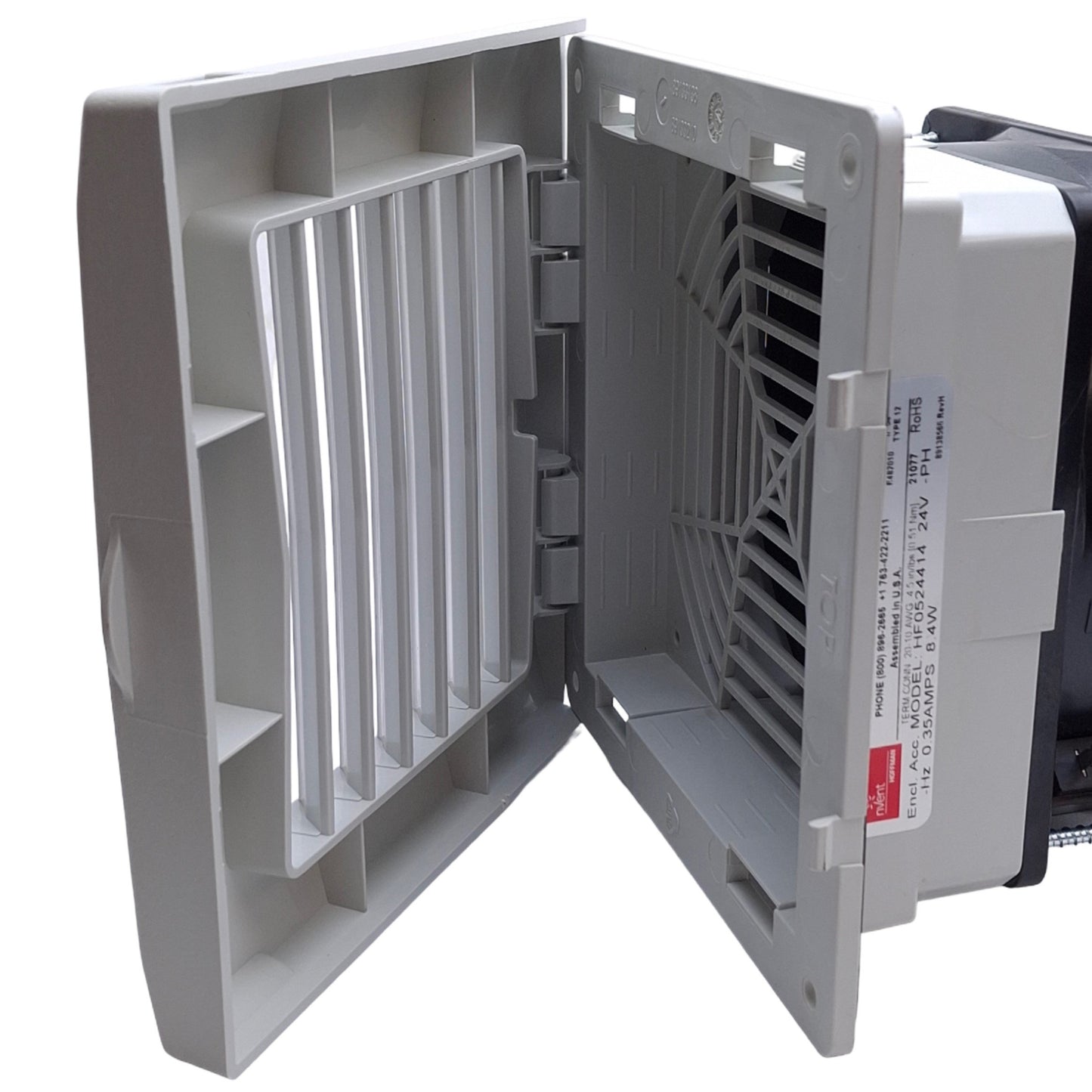 New – Open box Hoffman HF0524414 nVent Enclosure Filter Fan 24VDC, 35CFM, 5in x 5in