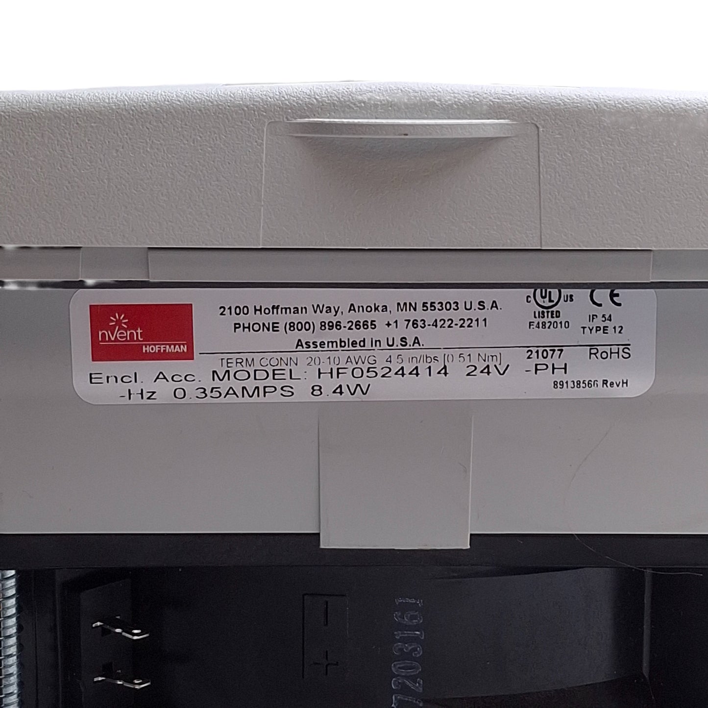 New – Open box Hoffman HF0524414 nVent Enclosure Filter Fan 24VDC, 35CFM, 5in x 5in