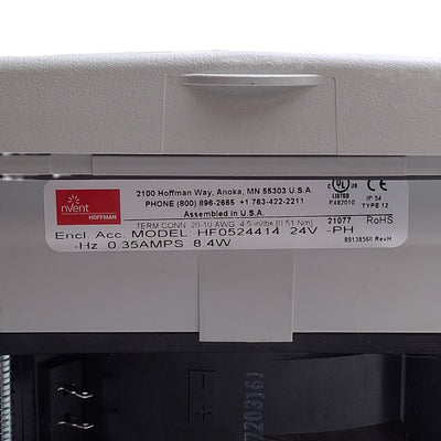 New – Open box Hoffman HF0524414 nVent Enclosure Filter Fan 24VDC, 35CFM, 5in x 5in