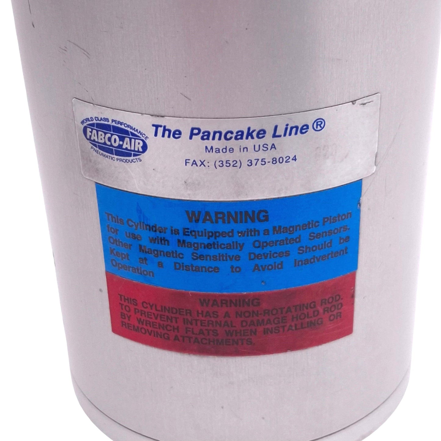 Used Fabco G-321-XK-BR-E Pancake Cylinder, 2in Bore, 3in Stroke, 1/8" NPT, 150psi Max