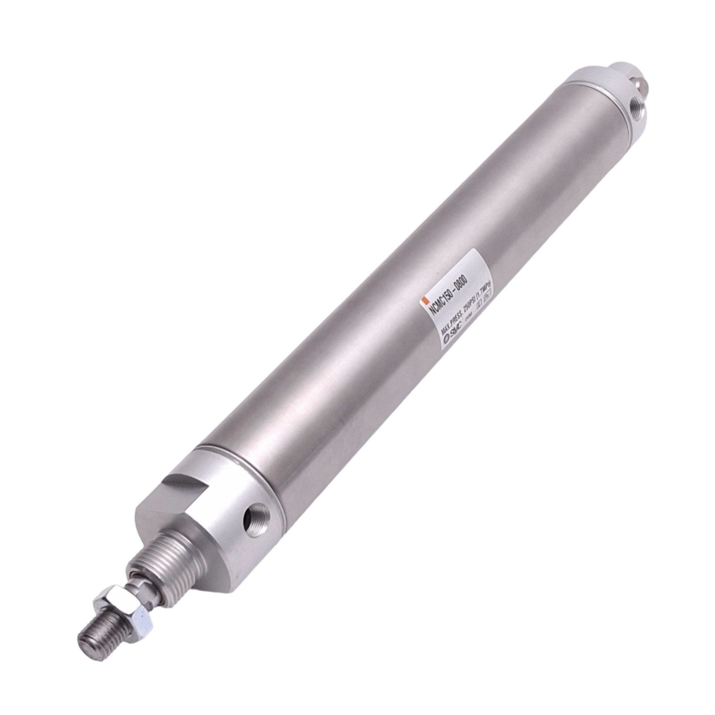 Used SMC NCMC150-0800 Pneumatic Cylinder, 1-1/2" Bore, 8" Stroke, 1/8 NPT, 250psi Max