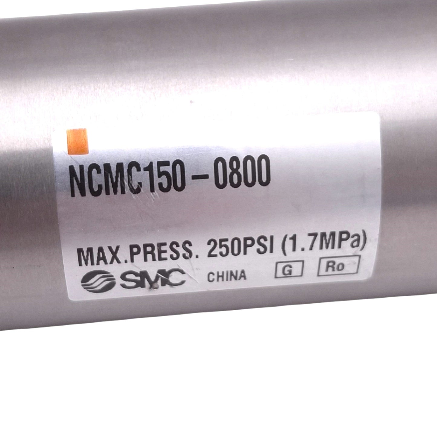 Used SMC NCMC150-0800 Pneumatic Cylinder, 1-1/2" Bore, 8" Stroke, 1/8 NPT, 250psi Max