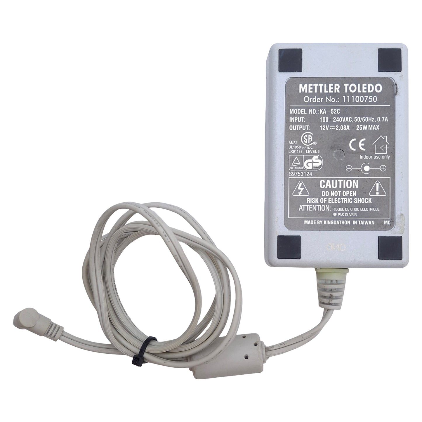 Used Mettler Toledo KA-52C Plug In Power Supply For AX/MX/UMX Balance, 12VDC Out