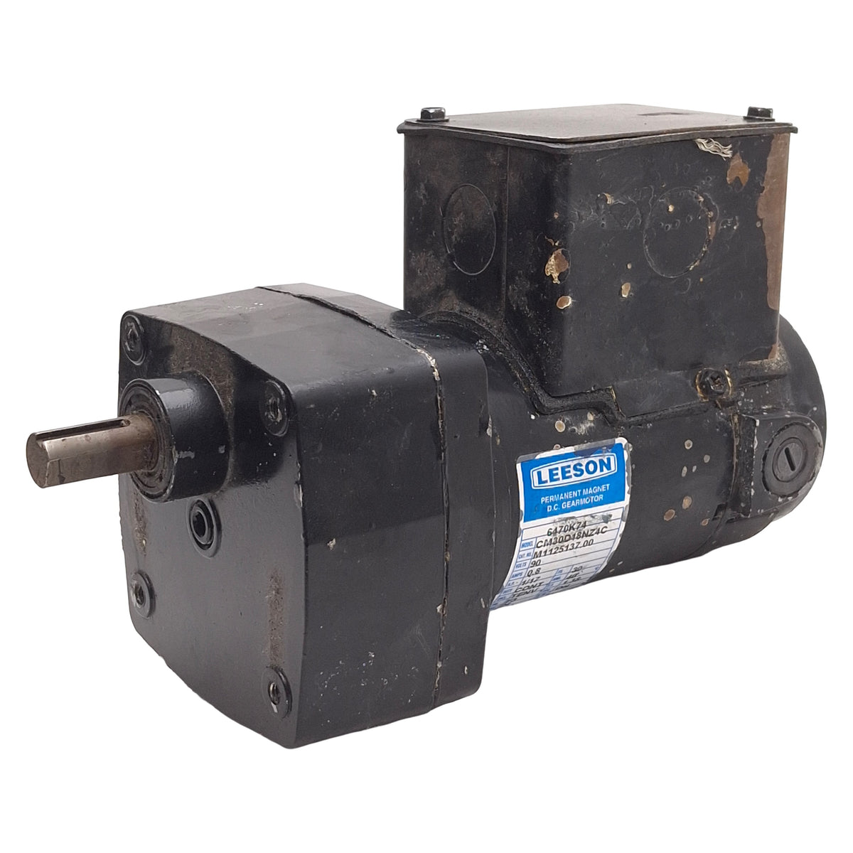 Used Leeson M1125137.00 CM30D18NZ4C Gearmotor, 12:1, 1/17HP, 24lb-in, 150rpm, 90VDC