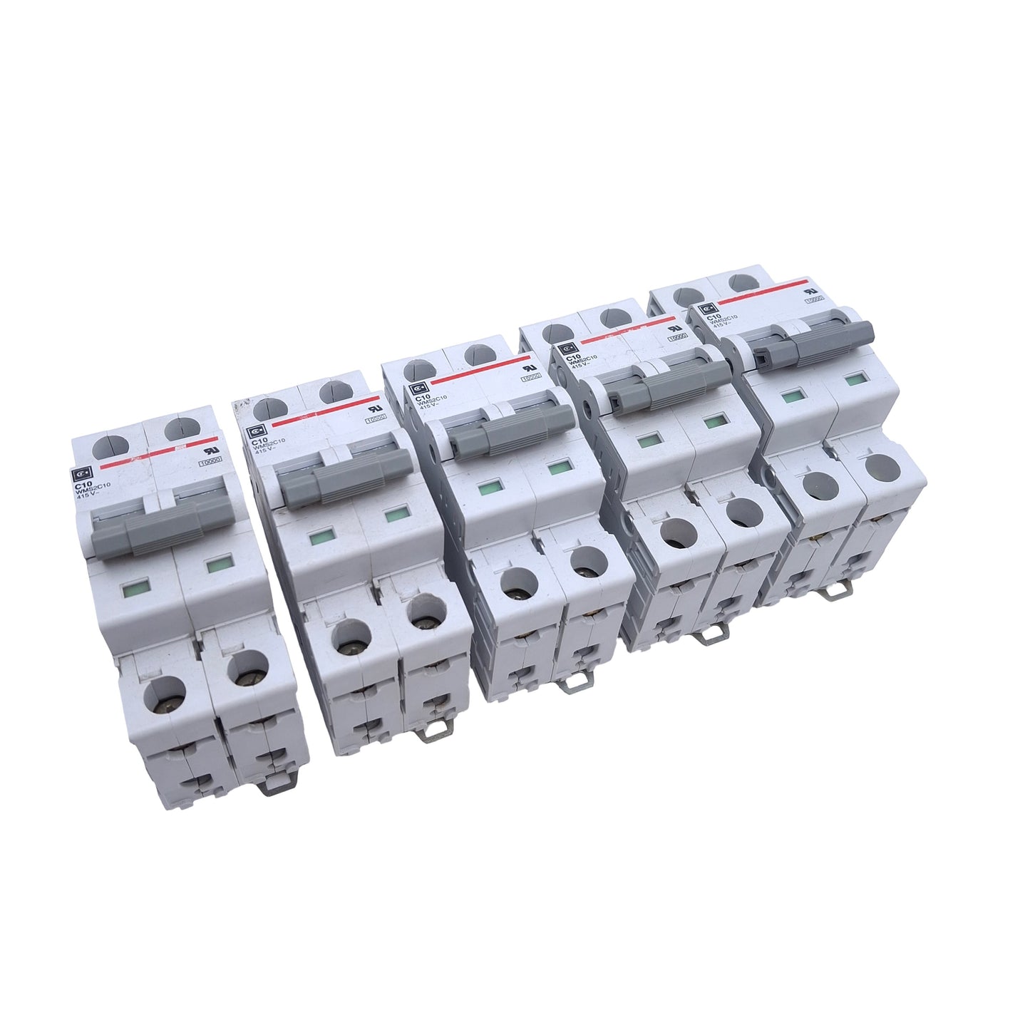 Used Lot of 5 Cutler Hammer WMS2C10 Circuit Breakers, 2-Pole, Rating: 415VAC 10A
