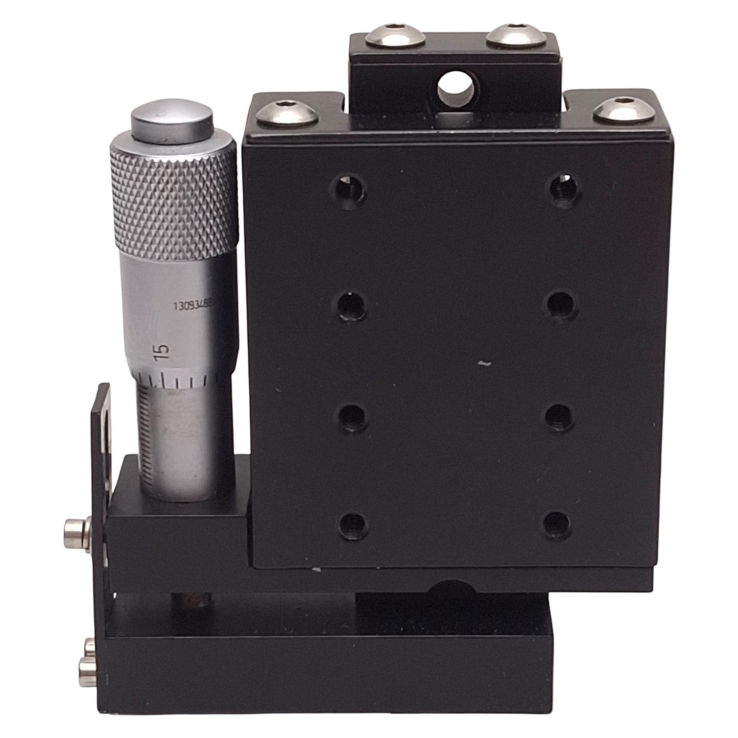 Used Deltron R401SD Side Drive Positioning Stage, 0.5in Travel, 2in x 1.75in, 40lbs