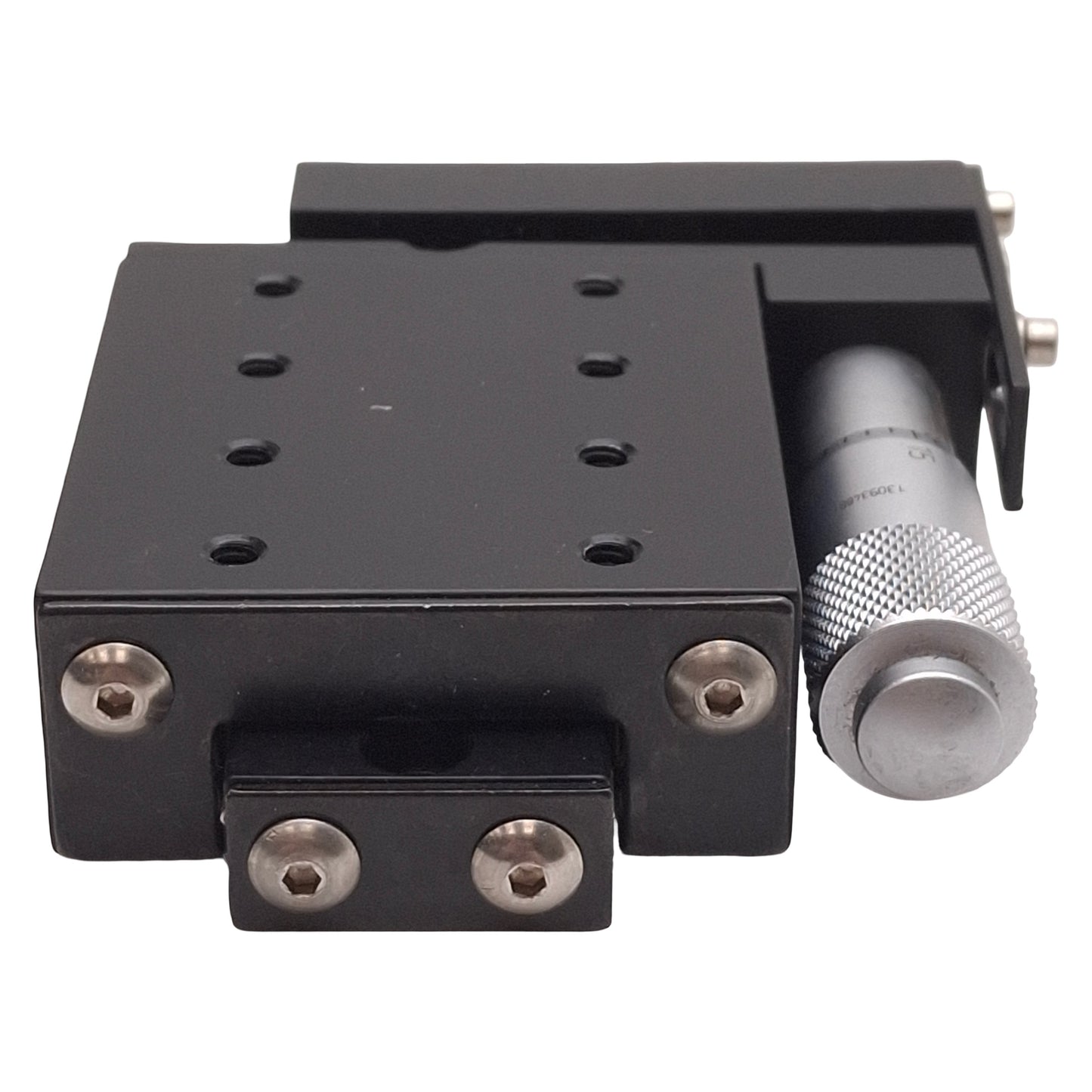 Used Deltron R401SD Side Drive Positioning Stage, 0.5in Travel, 2in x 1.75in, 40lbs