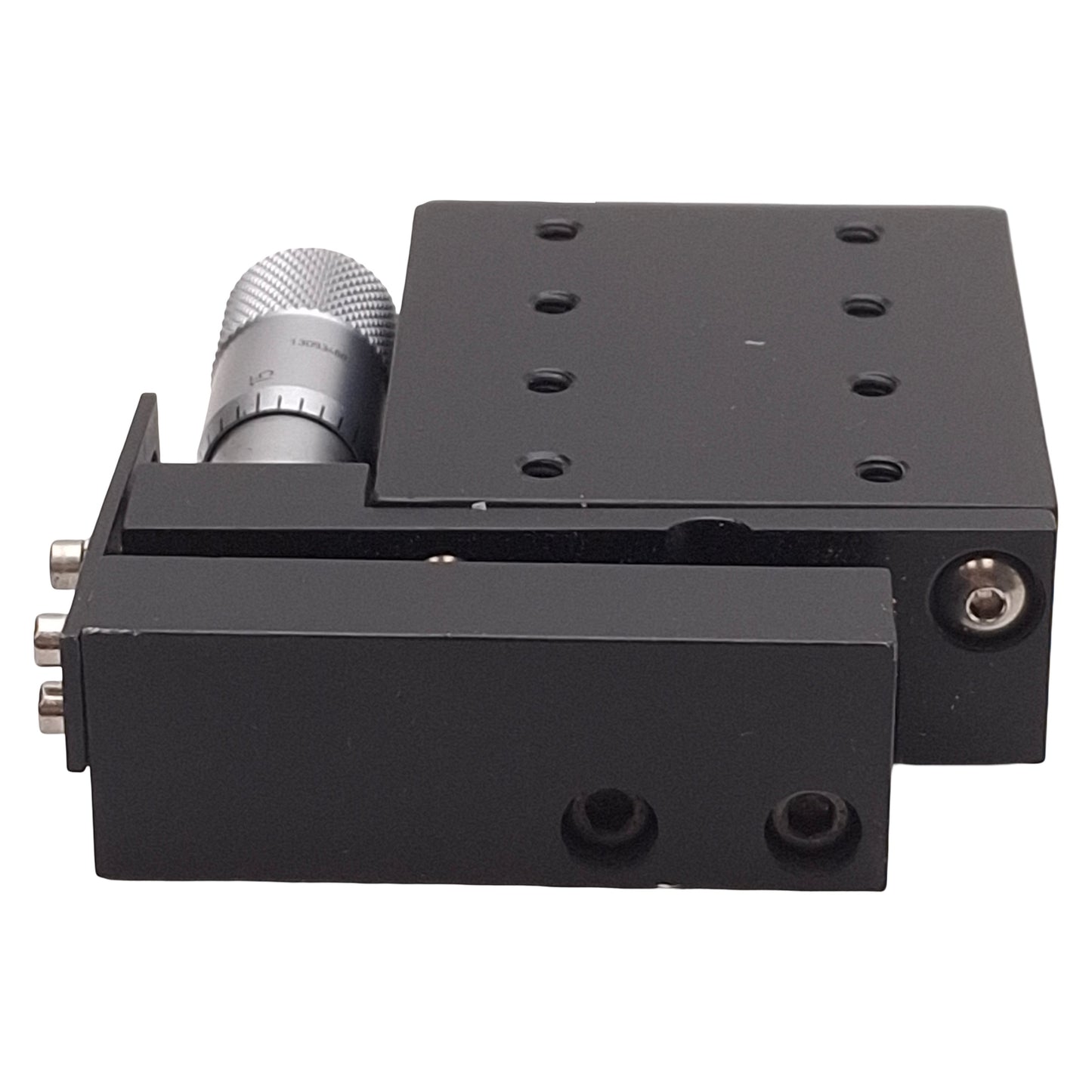 Used Deltron R401SD Side Drive Positioning Stage, 0.5in Travel, 2in x 1.75in, 40lbs