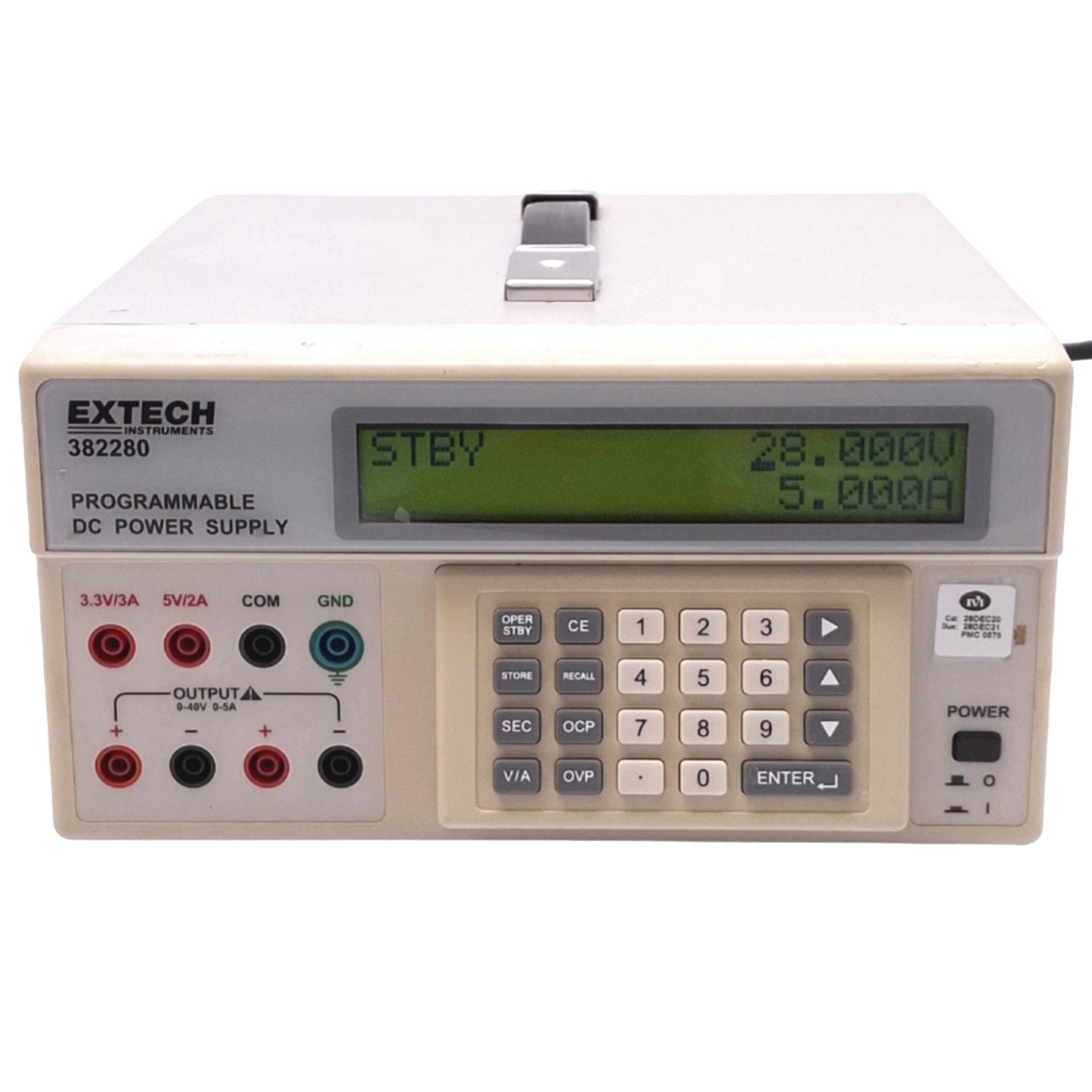 Used Extech 382280 Programmable DC Power Supply, 0-40V 0-5A Out, 200W Max, RS232